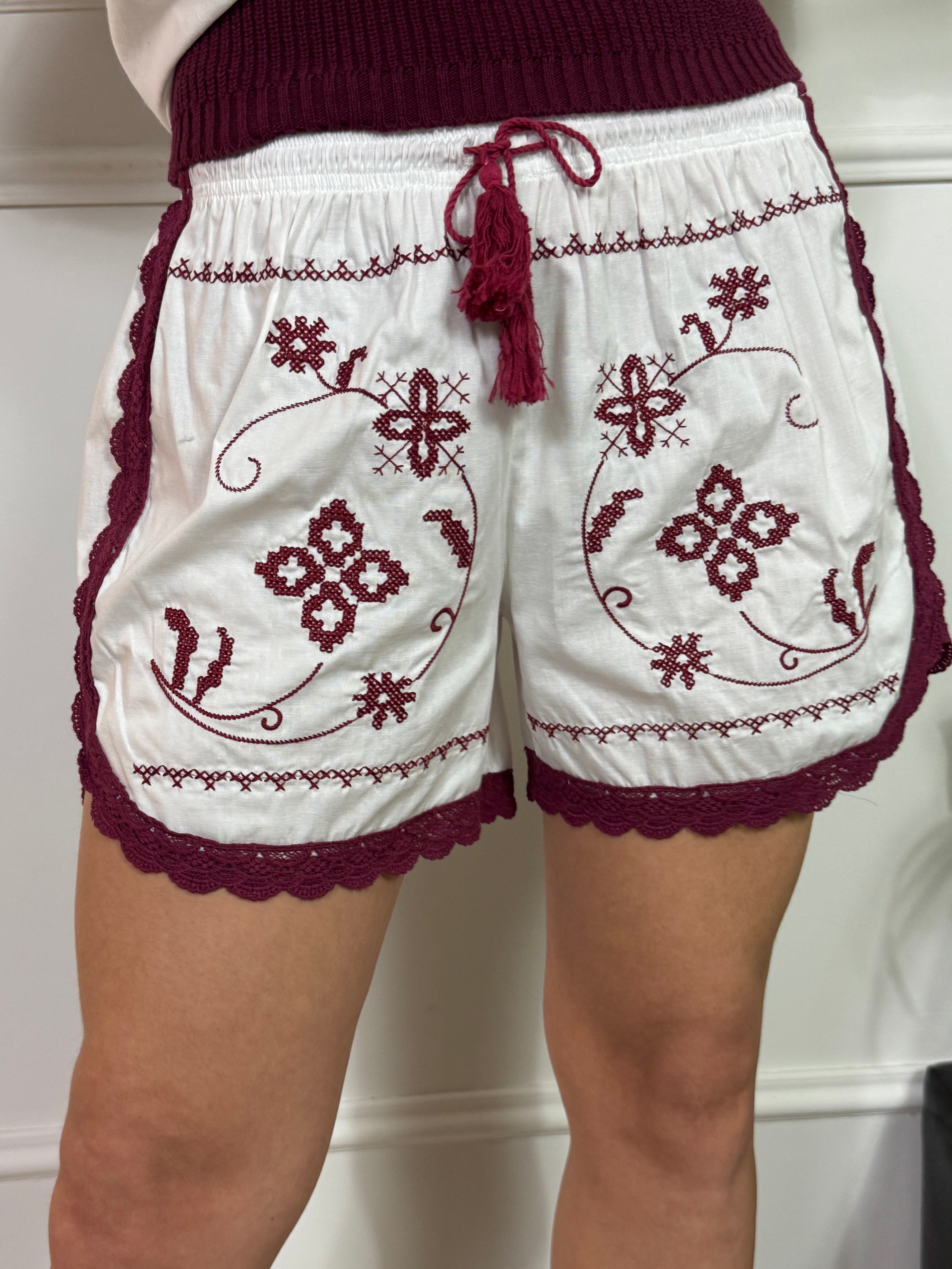 SHORTS Kontatto RICAMI BORDEAUX
