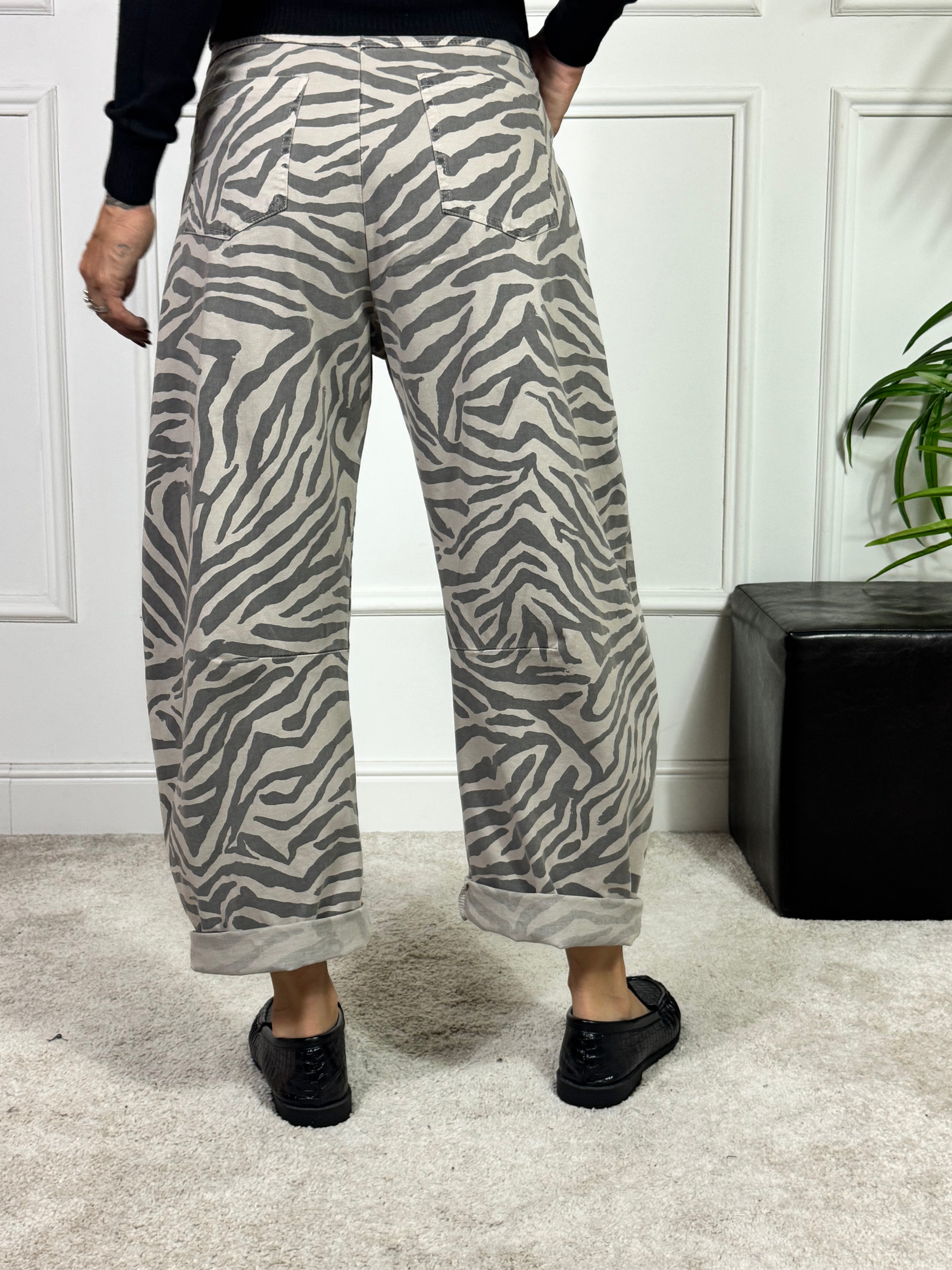 Pantalone tela cotone OVETTO Susy Mix fantasia ZEBRATA