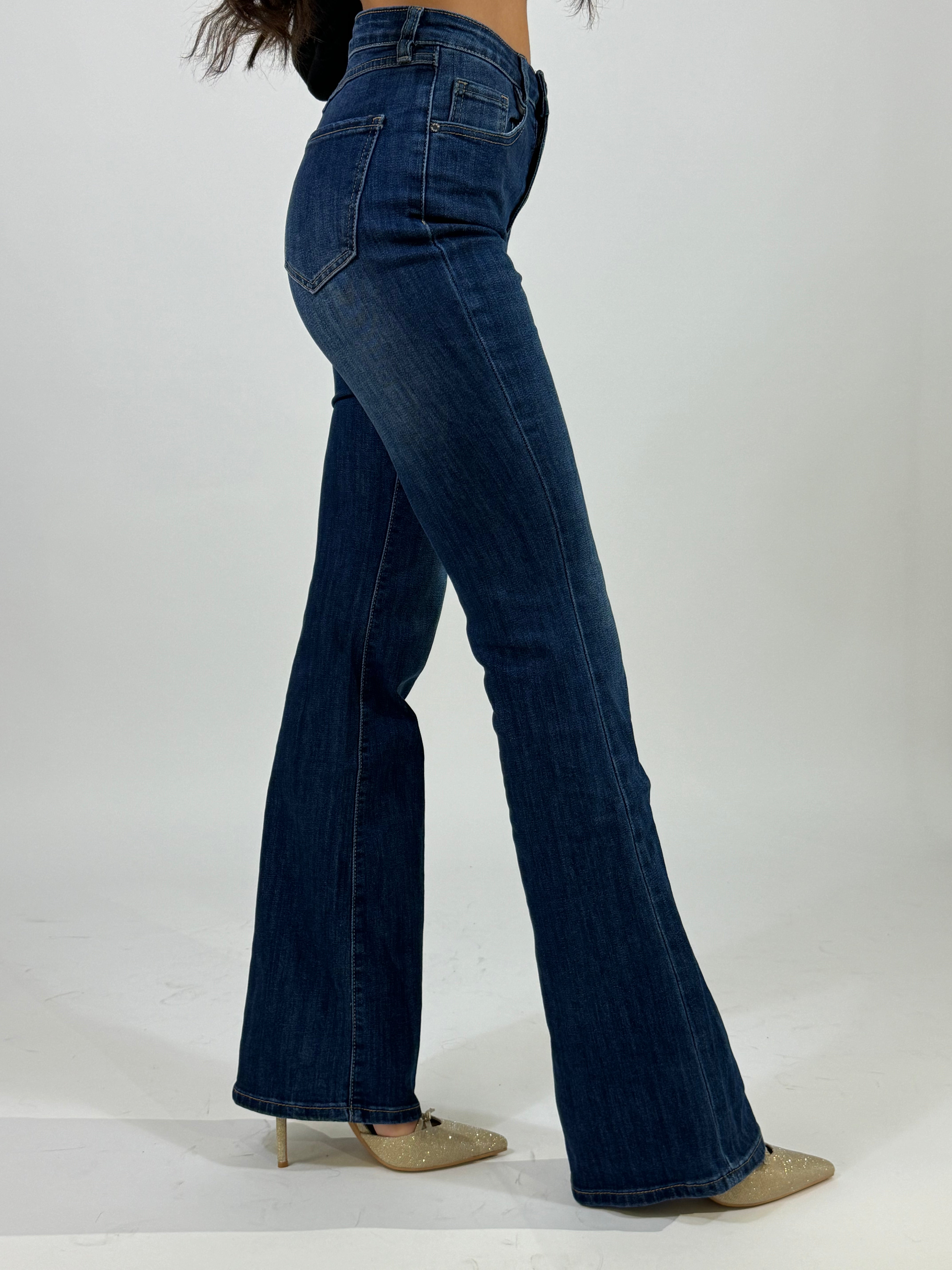 Jeans Susy Mix a zampa lavaggio blu denim