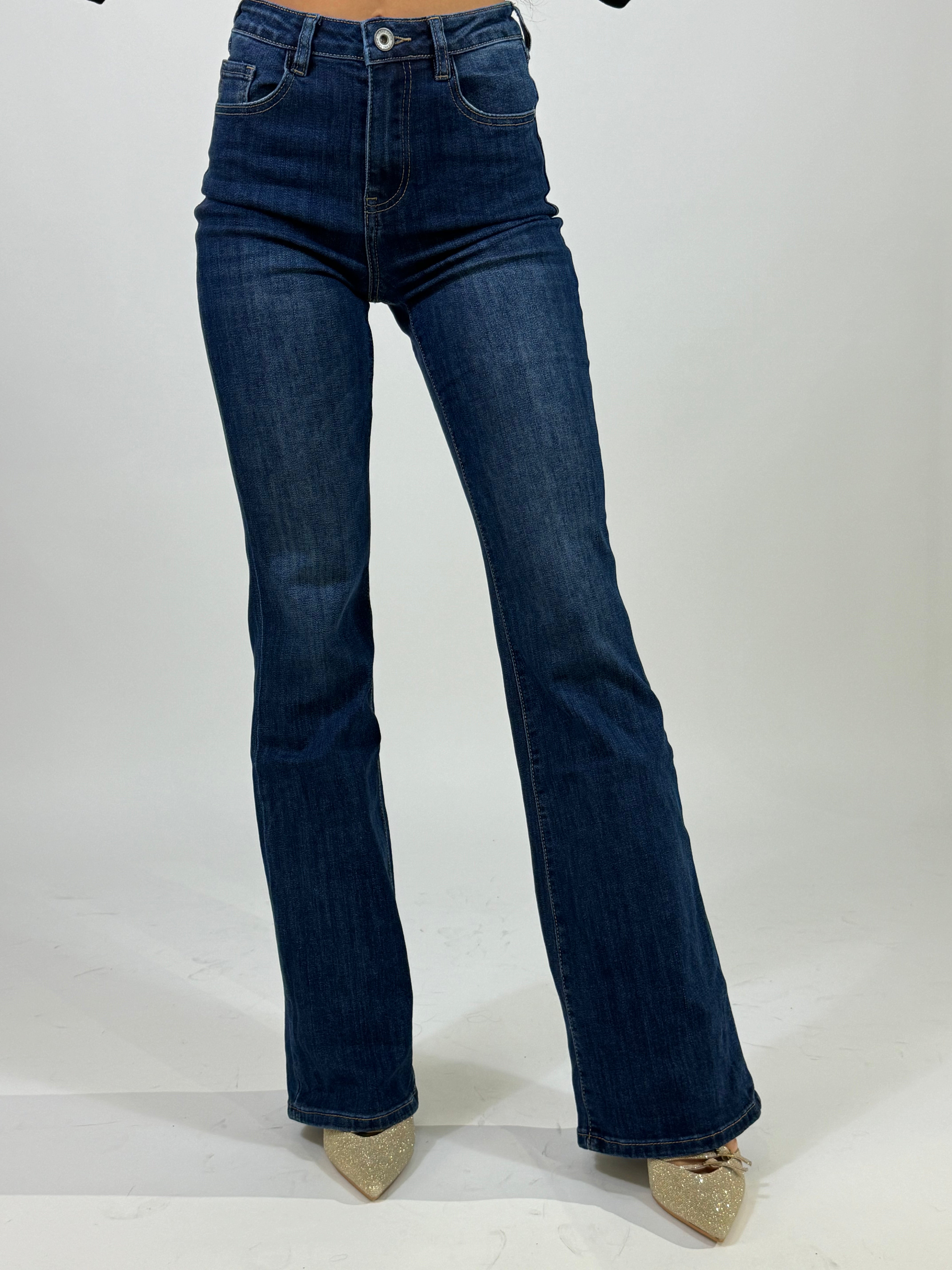 Jeans Susy Mix a zampa lavaggio blu denim