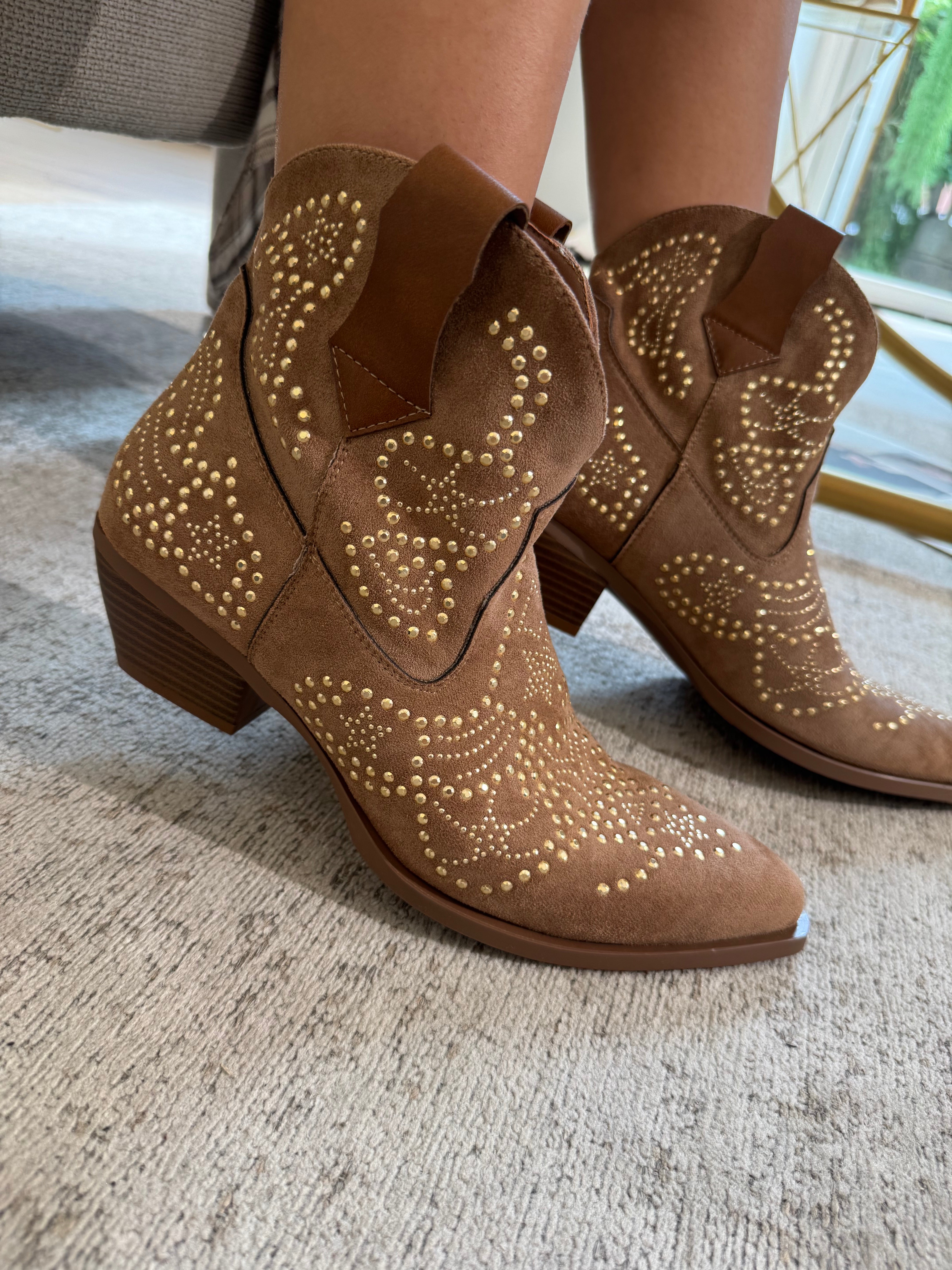Stivaletto texano basso scamosciato con STRASS