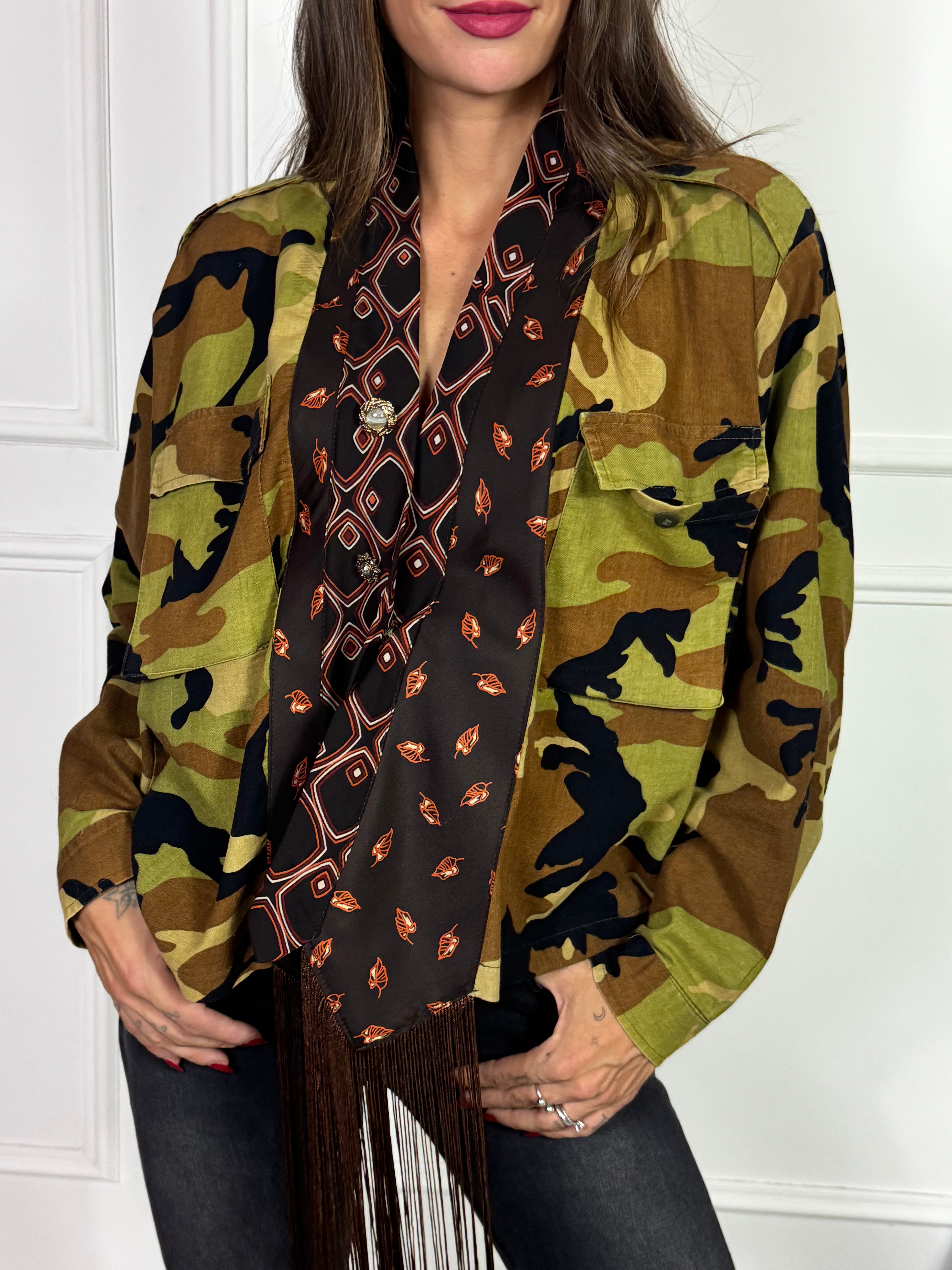 Camicia vintage con frange Susy Mix MIMETICA CHIARA - RASO MARRONE