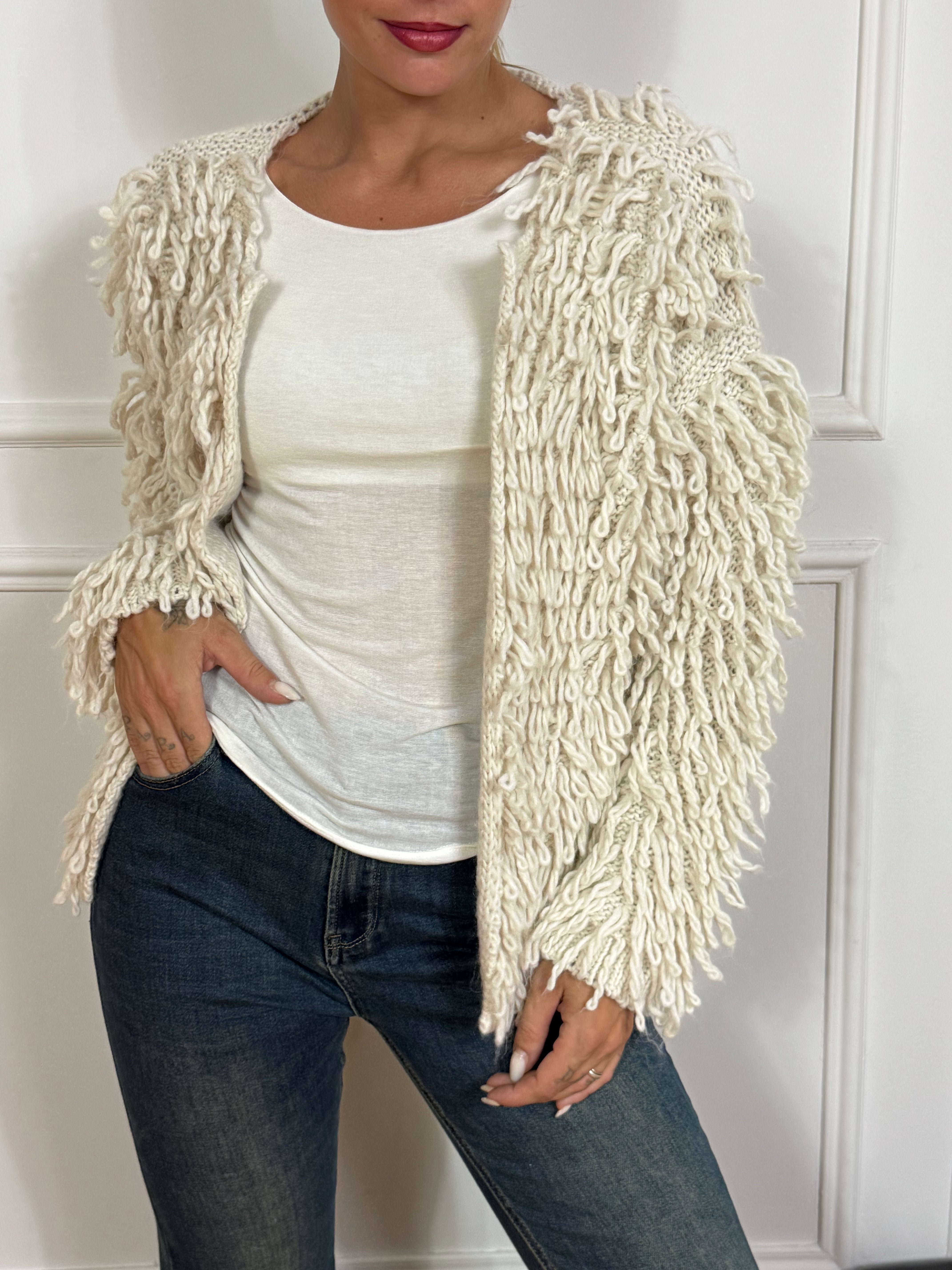CARDIGAN senza bottoni Kikisix punto pelliccia