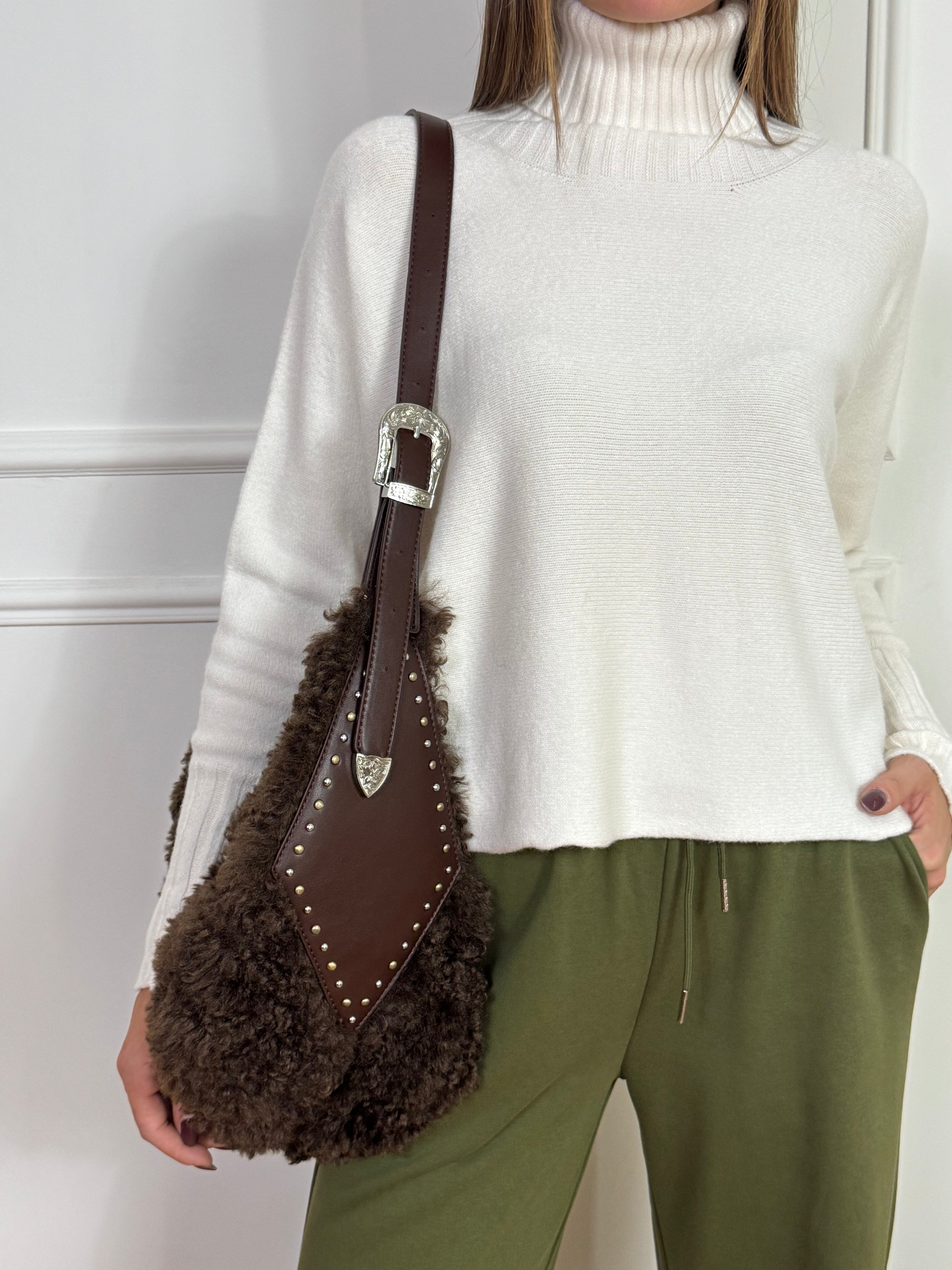 Borsa Philia Loft tessuto bouclè dettagli ecopelle