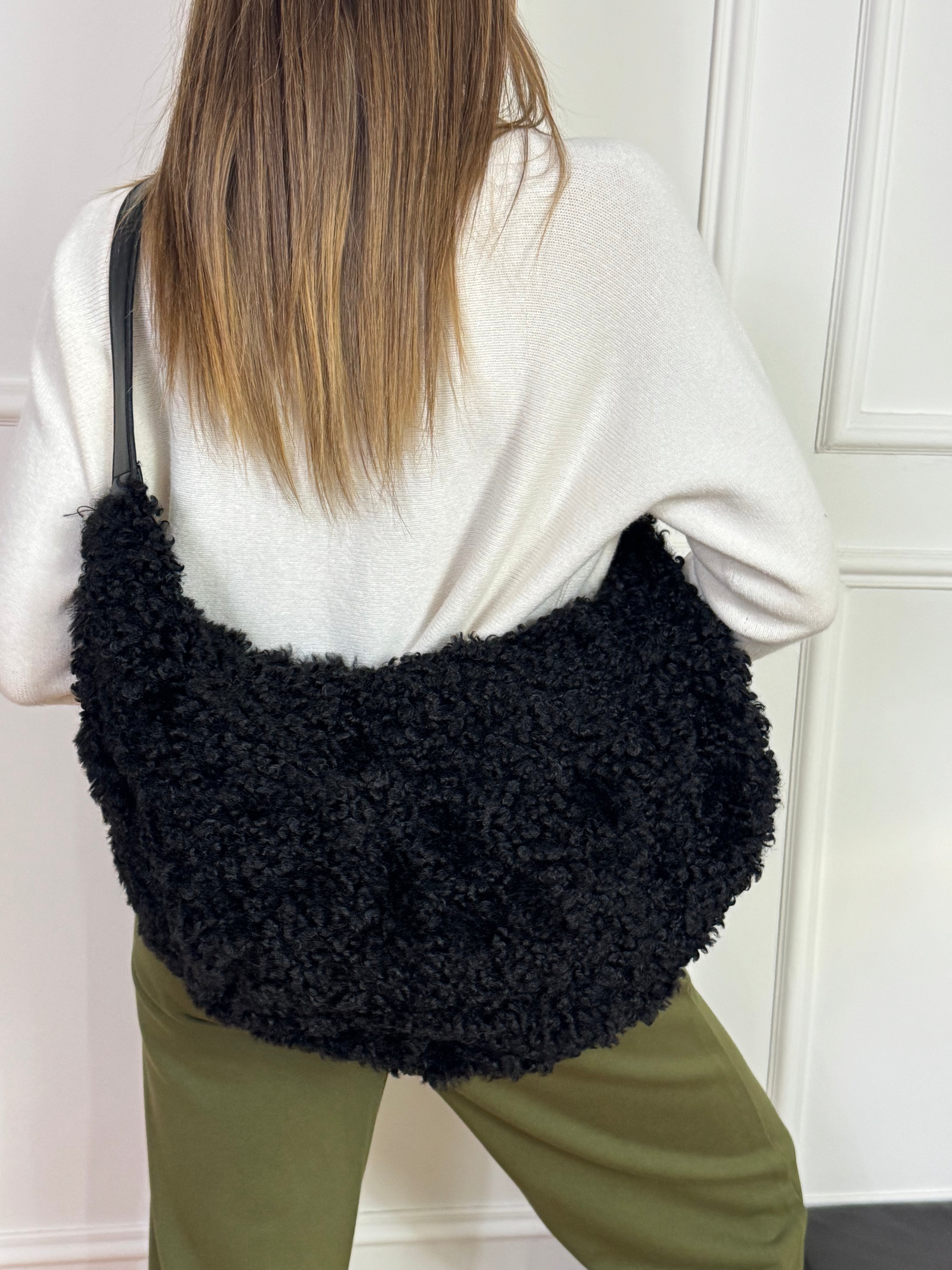 Borsa Philia Loft tessuto bouclè dettagli ecopelle