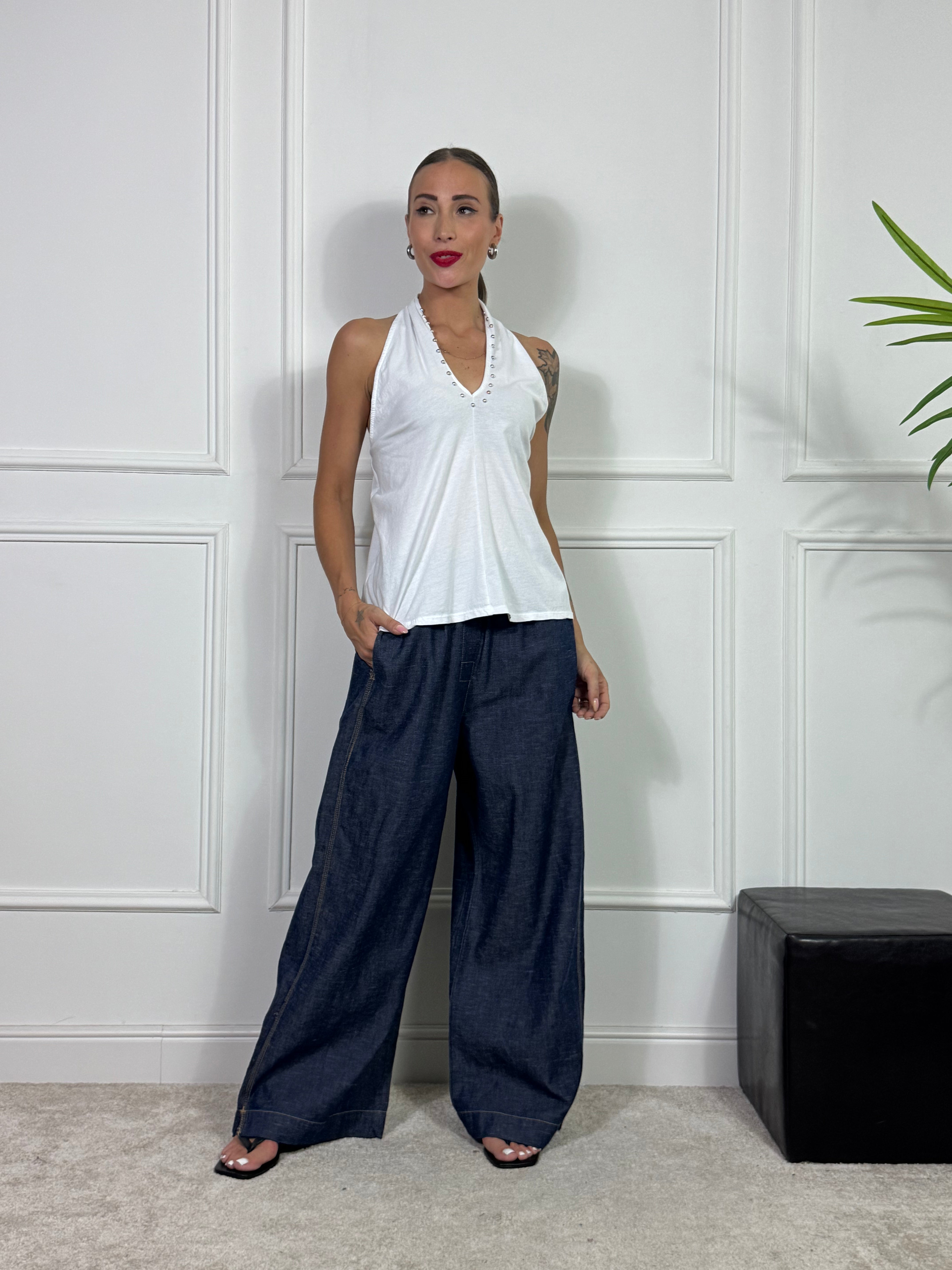 Top canotta Victoria ILMH goccia con borchie tonde