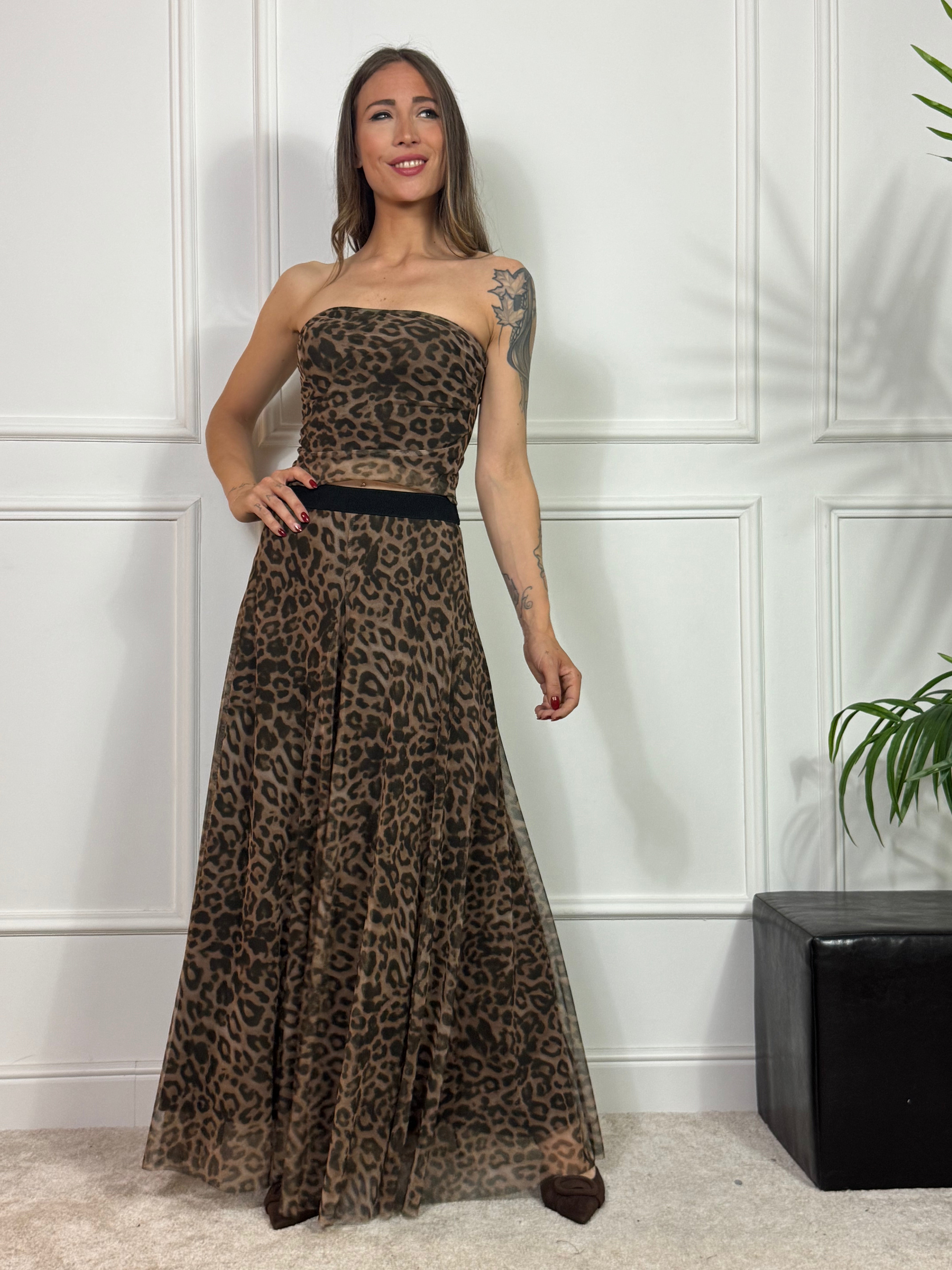 TOP  a fascia in tulle Susy Mix FANTASIA LEOPARDATA