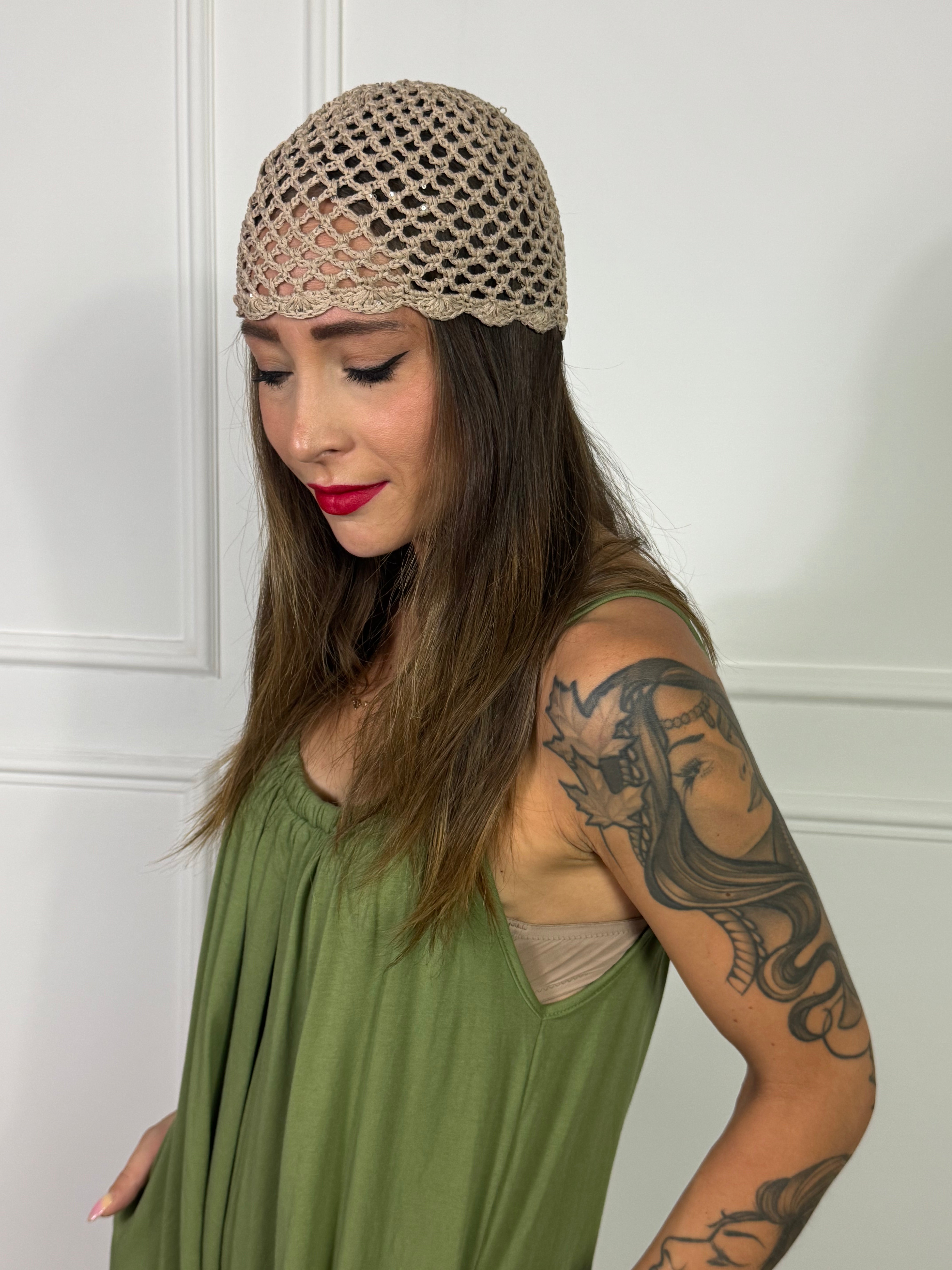 Cuffia crochet con punti luce