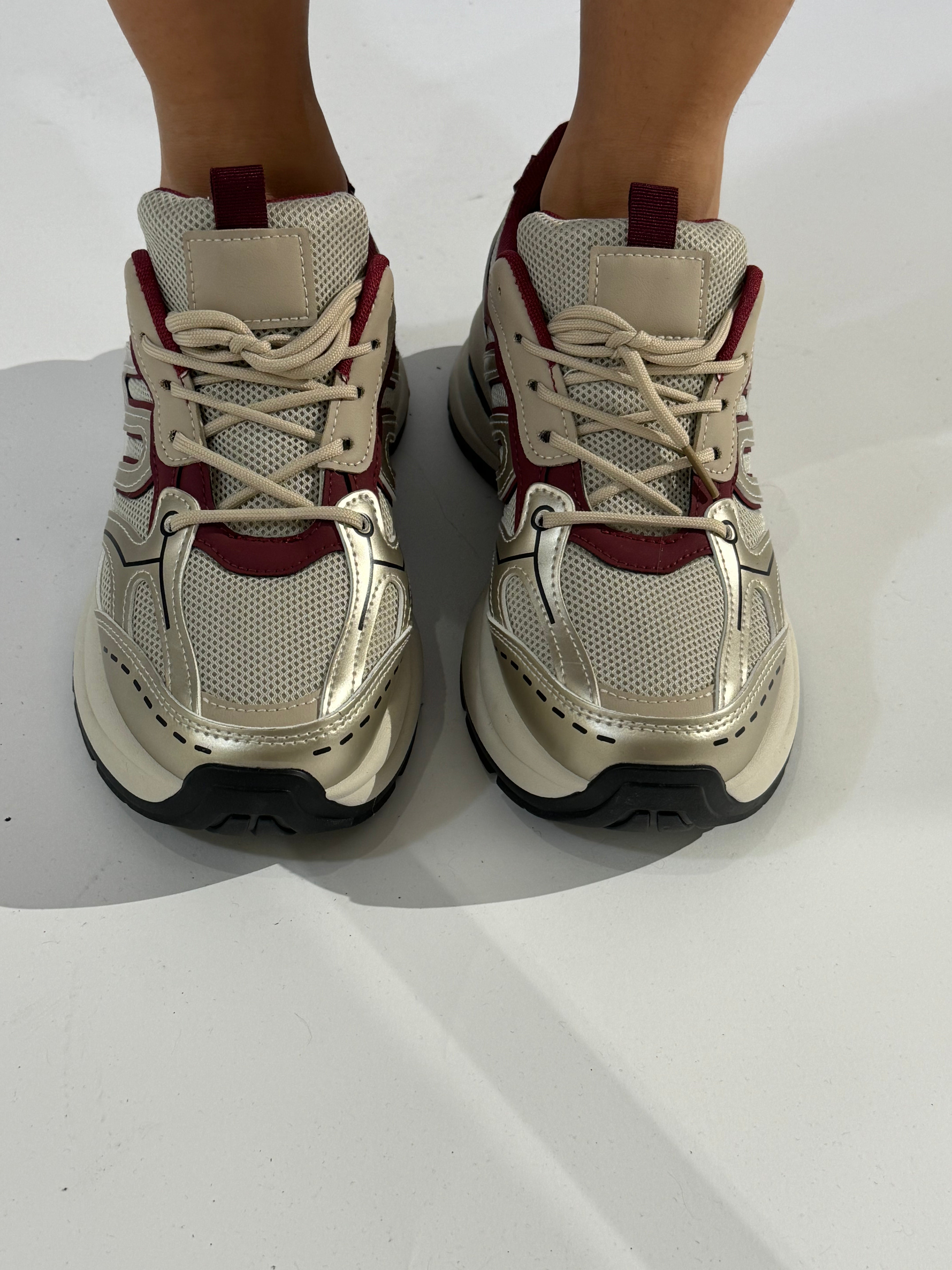Sneakers platform bordeaux-oro