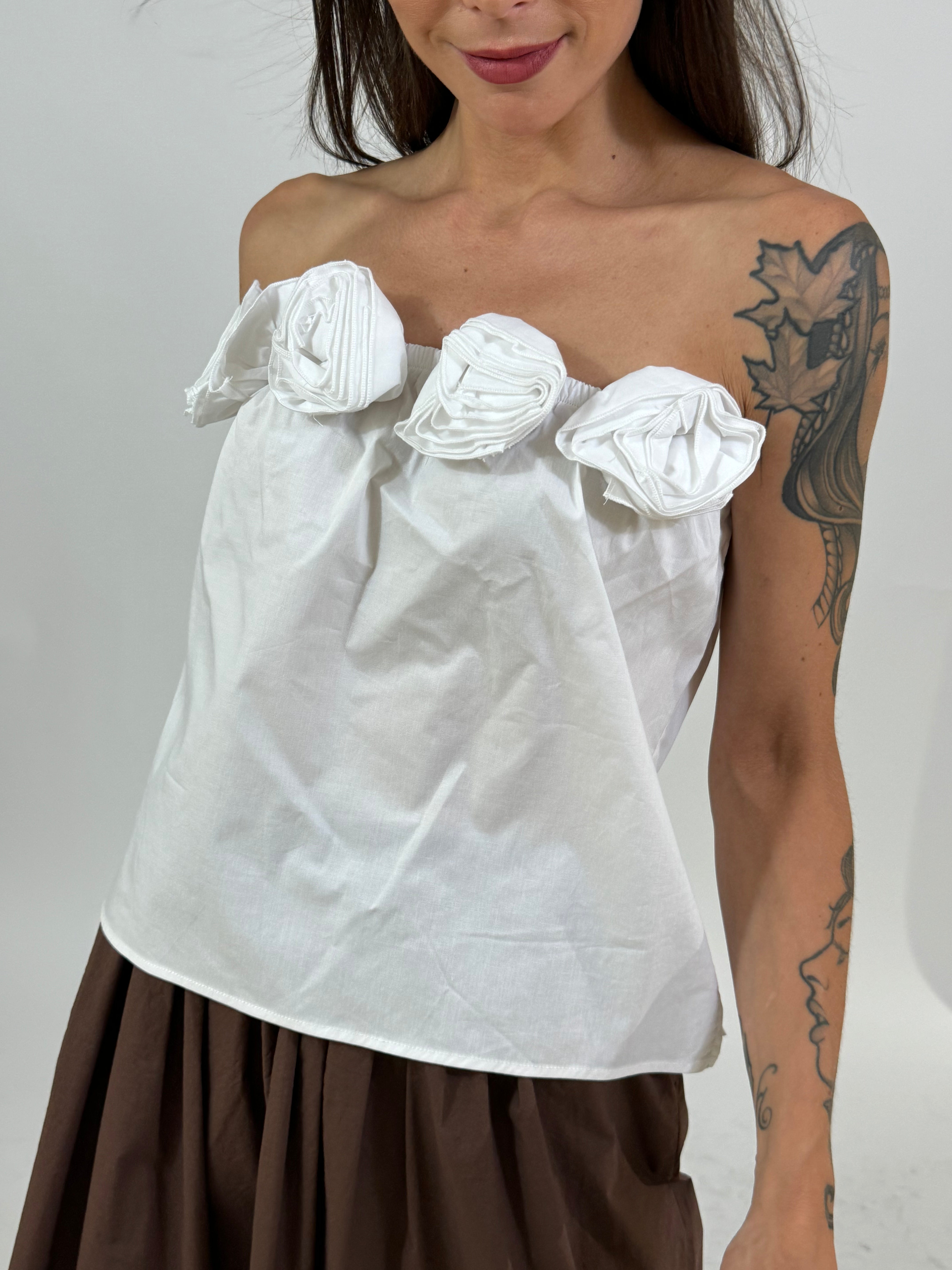 Top a fascia in cotone Kontatto con rose