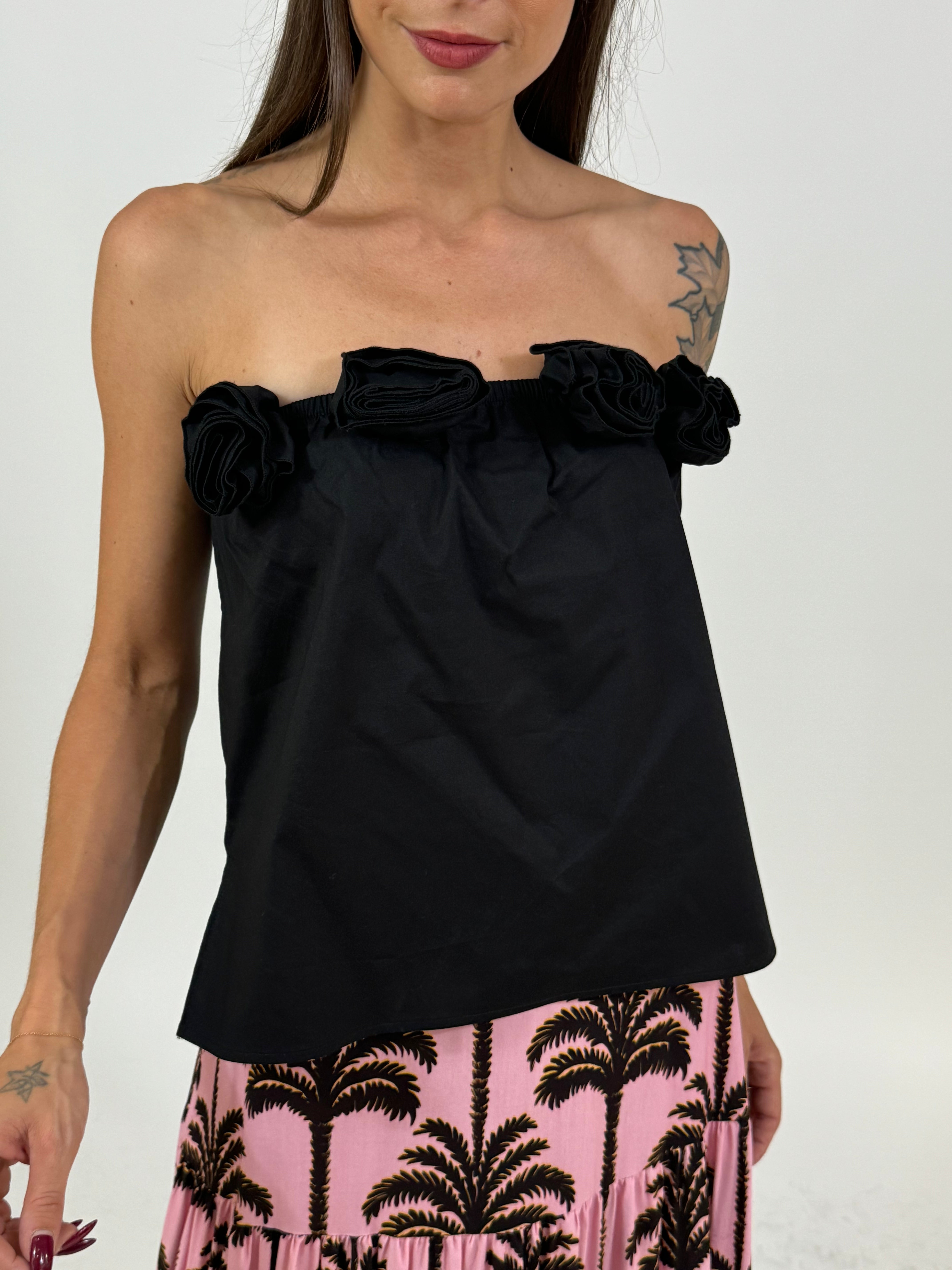 Top a fascia in cotone Kontatto con rose