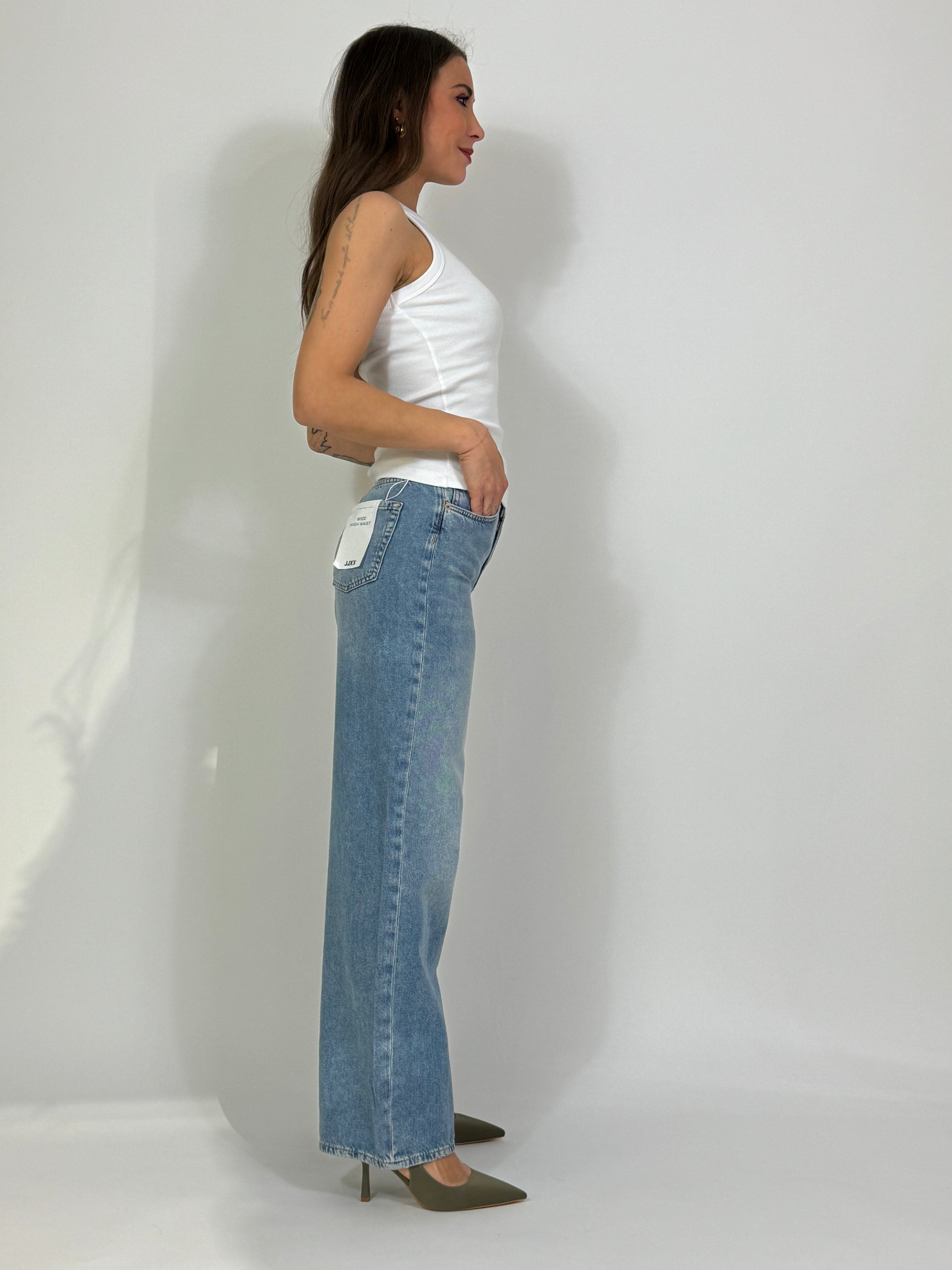 Jeans JJXX TOKYO WIDE HIGH WAIST - Light blue denim LAVAGGIO LISCIO