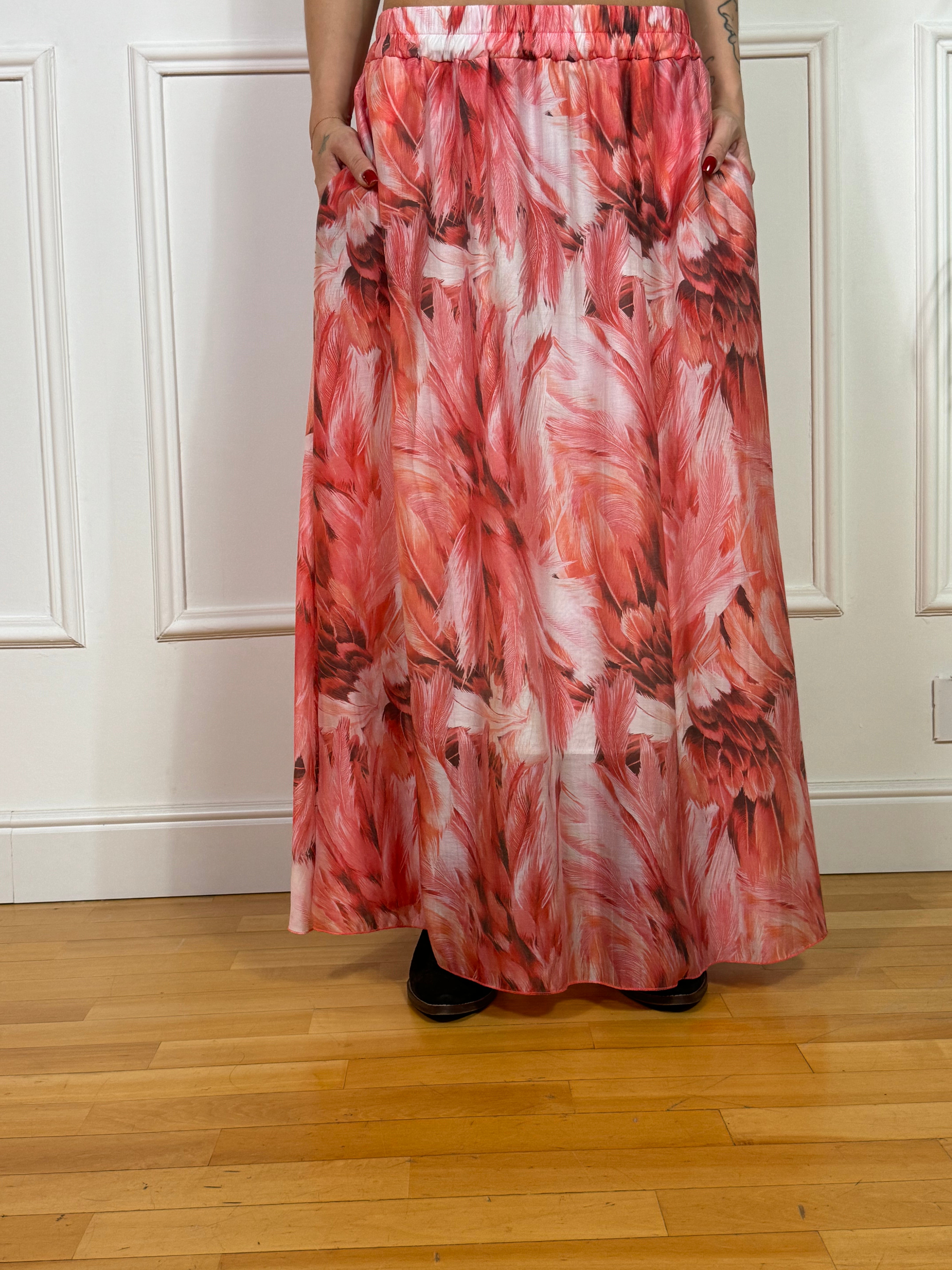 Gonna  Kikisix FANTASIA PIUME ROSSO-ROSA