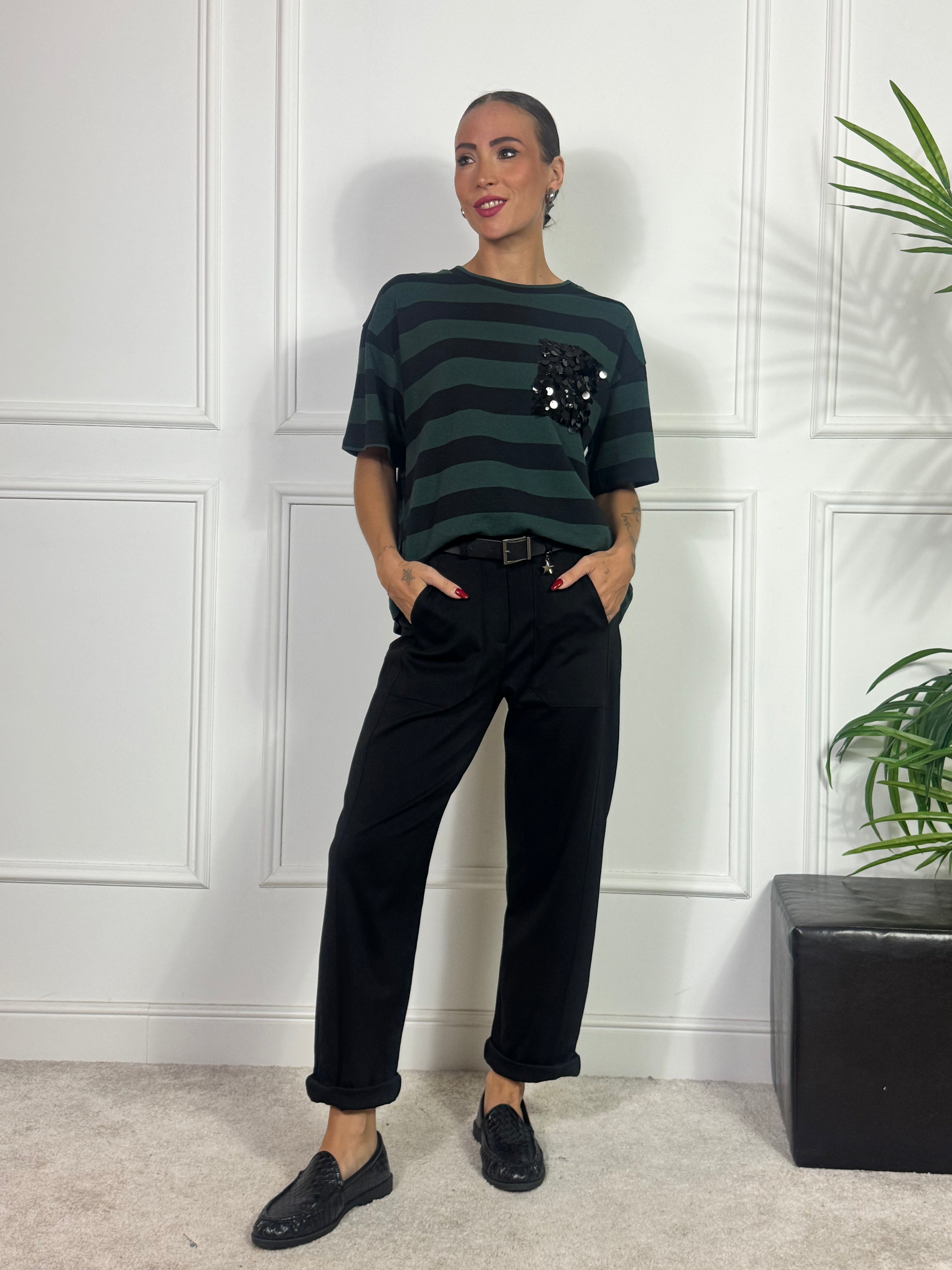 PANTALONE OVETTO in PUNTO MILANO Susy Mix CIONDOLO STELLINA