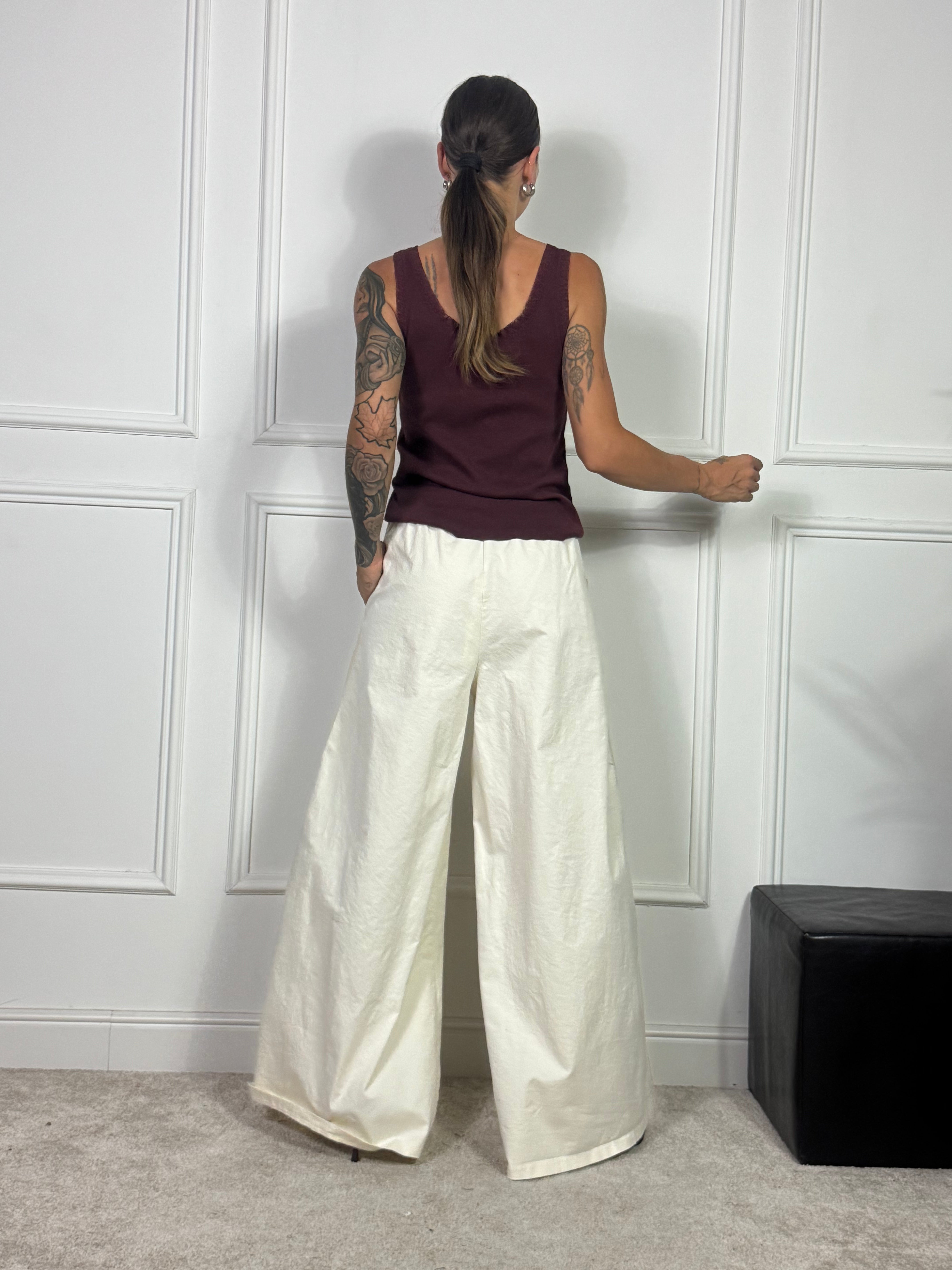 Pantalone PALAZZO Victoria ILMH BANDE PASSAMANERIA TONO SU TONO