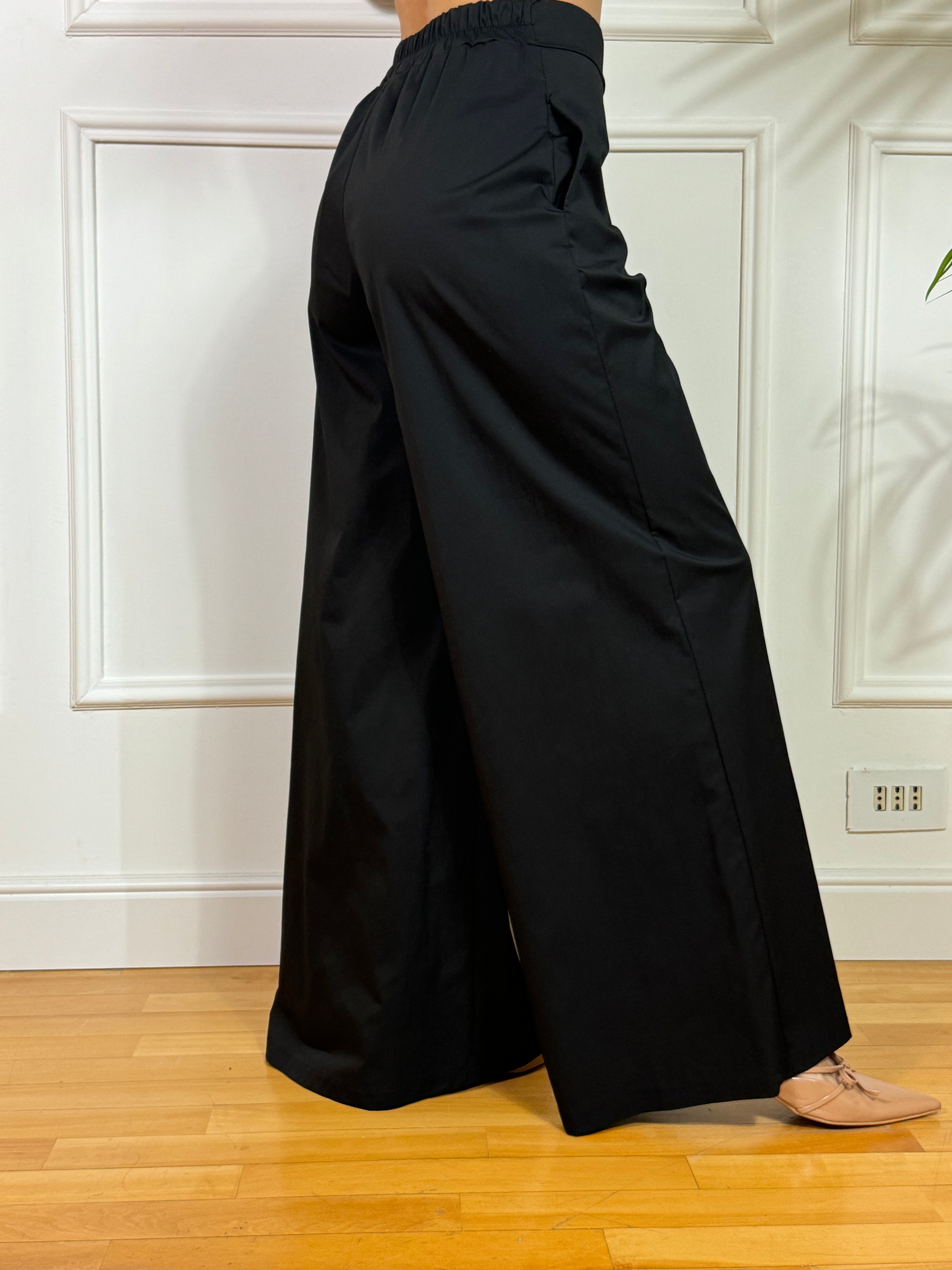 Pantalone in cotone elasticizzato a palazzo Kikisix