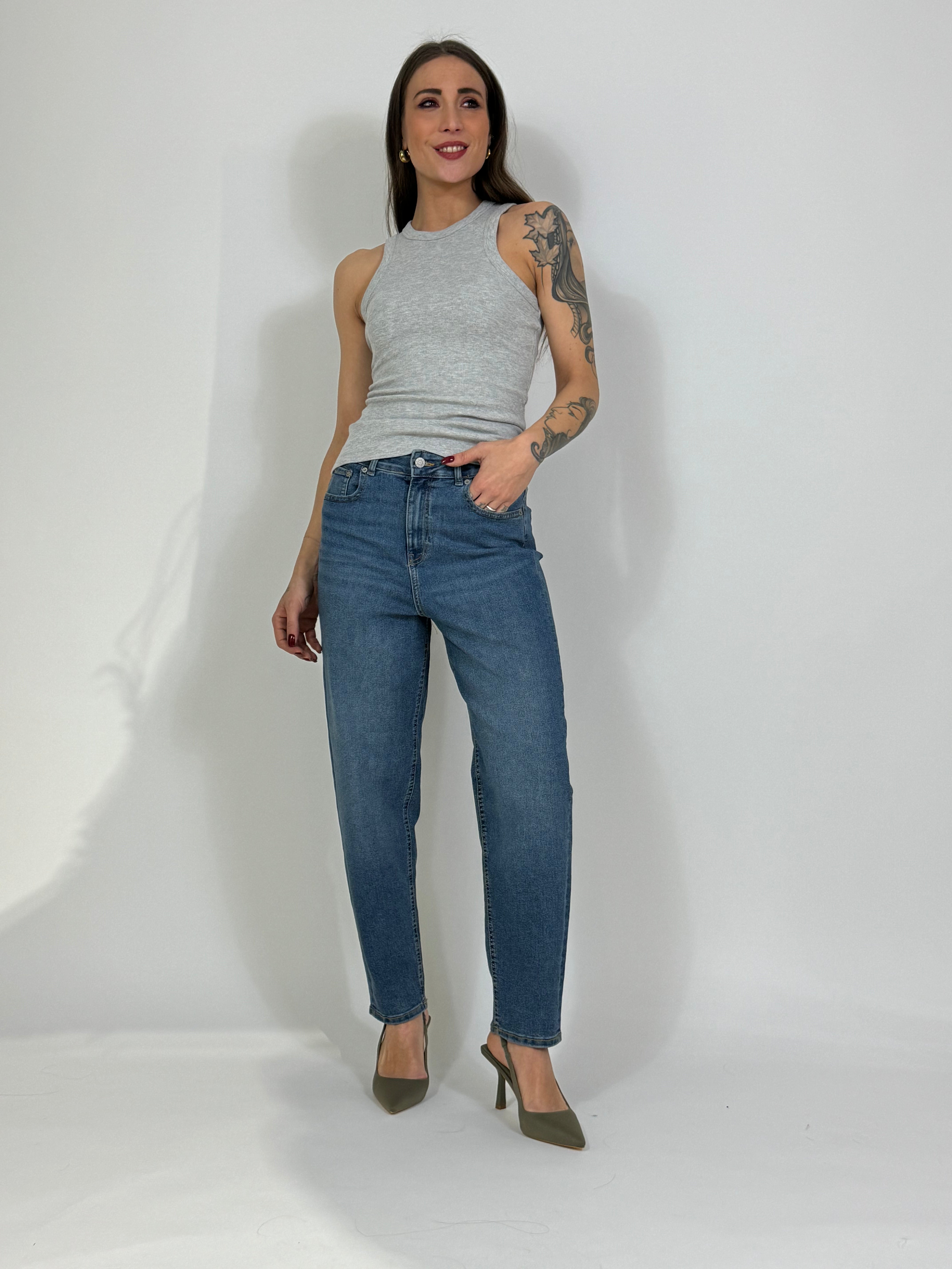 Jeans JJXX LISBON MOM HIGH WAIST - Medium blue denim