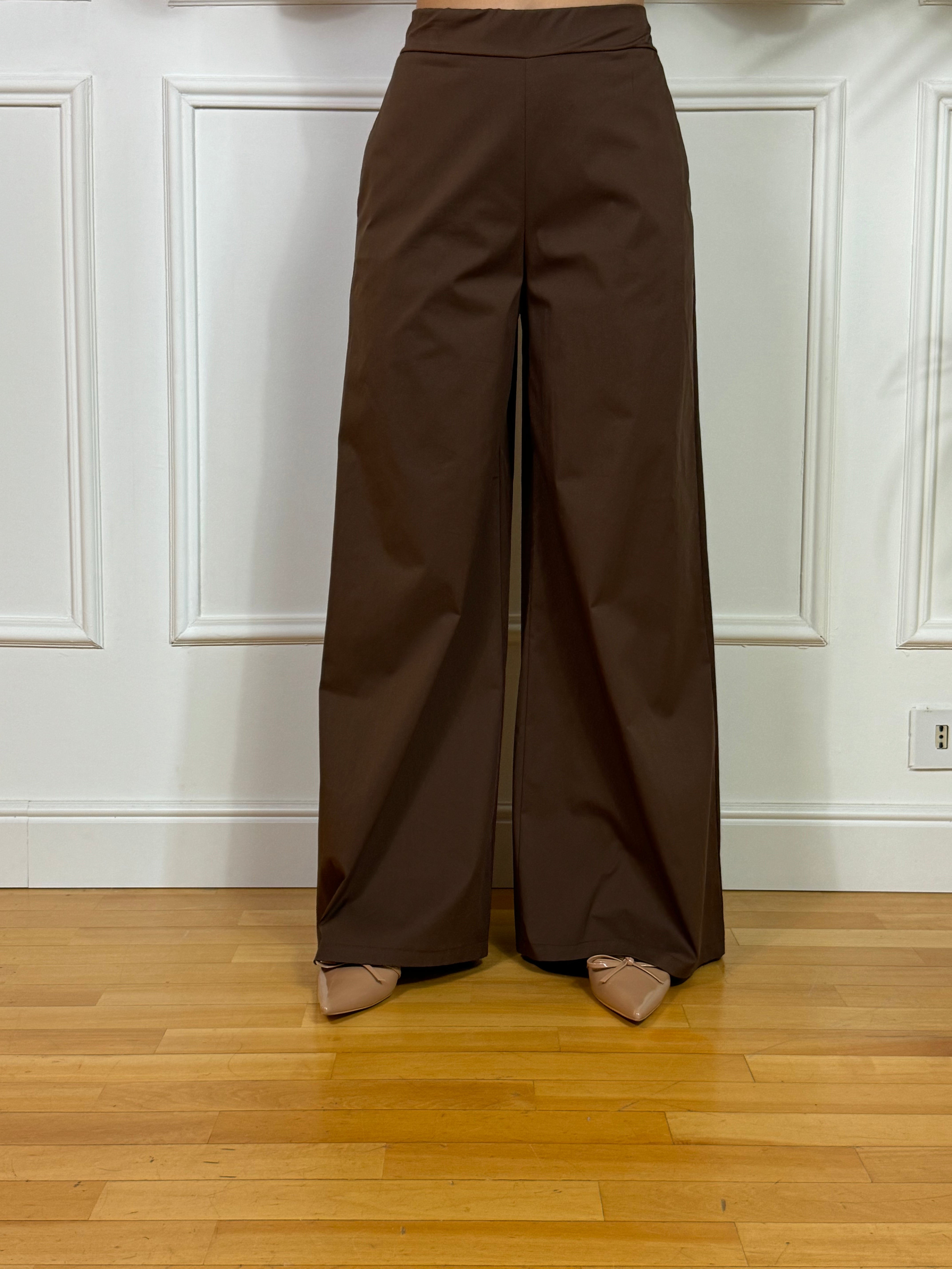 Pantalone in cotone elasticizzato a palazzo Kikisix
