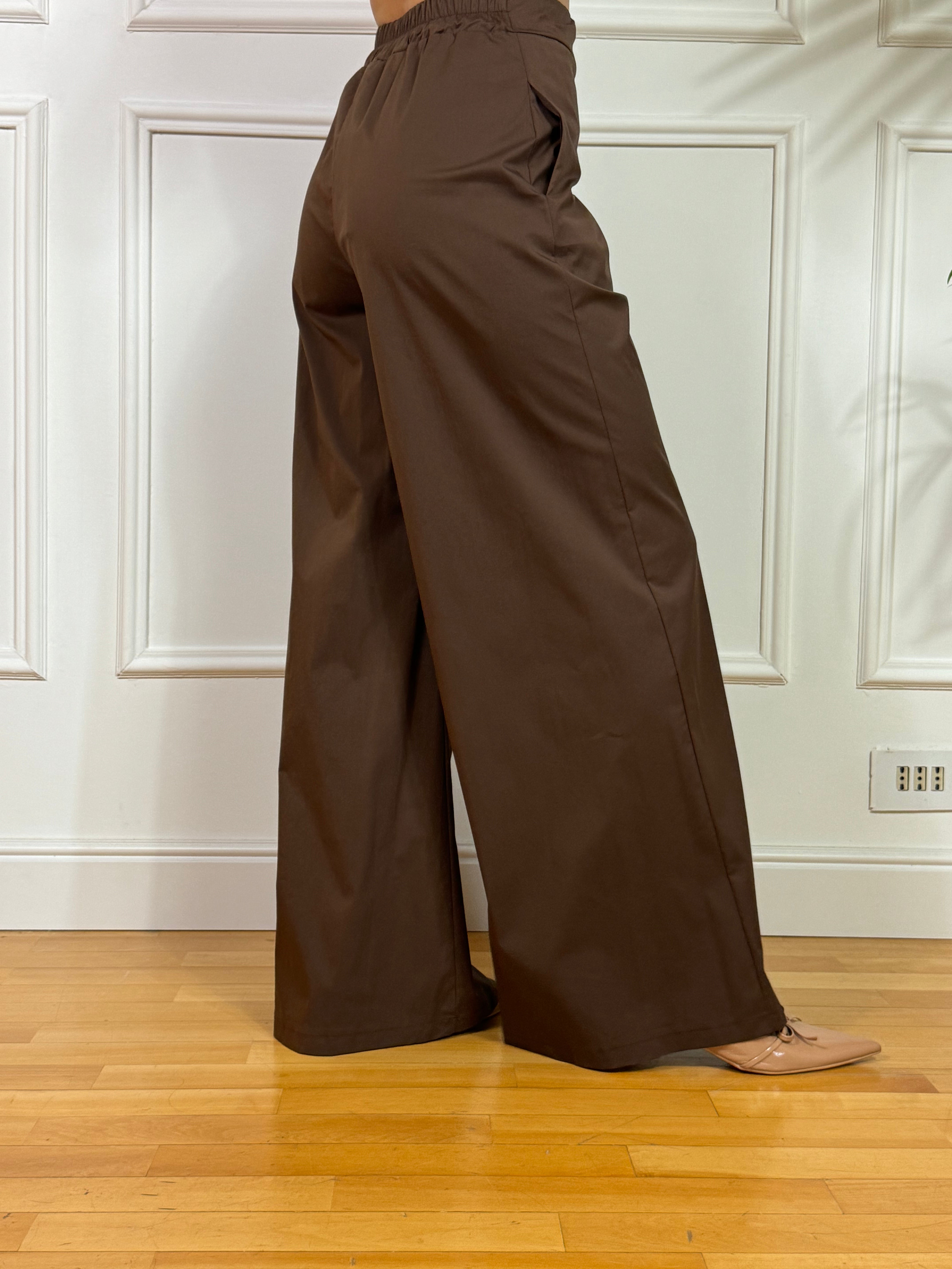 Pantalone in cotone elasticizzato a palazzo Kikisix