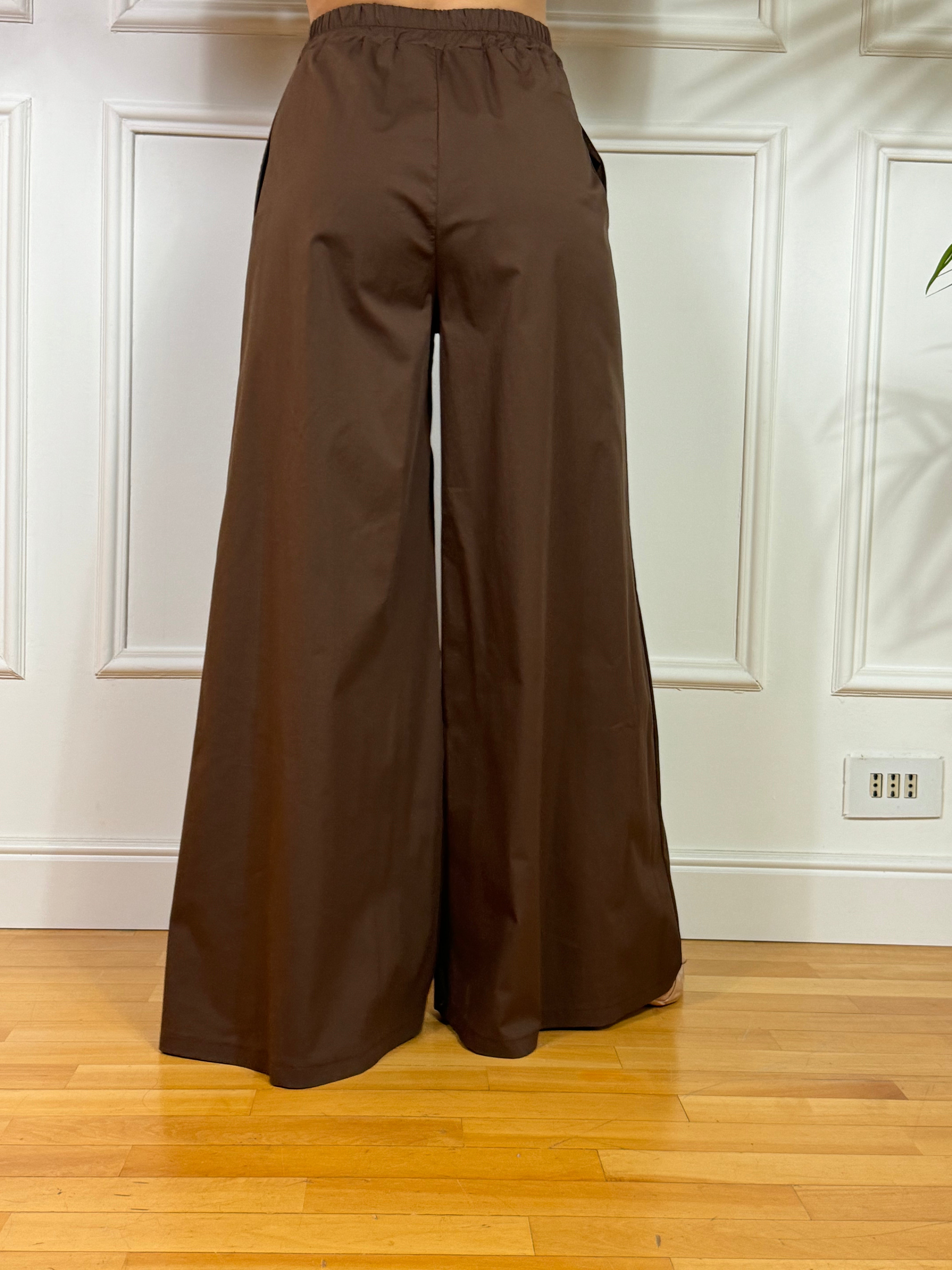 Pantalone in cotone elasticizzato a palazzo Kikisix