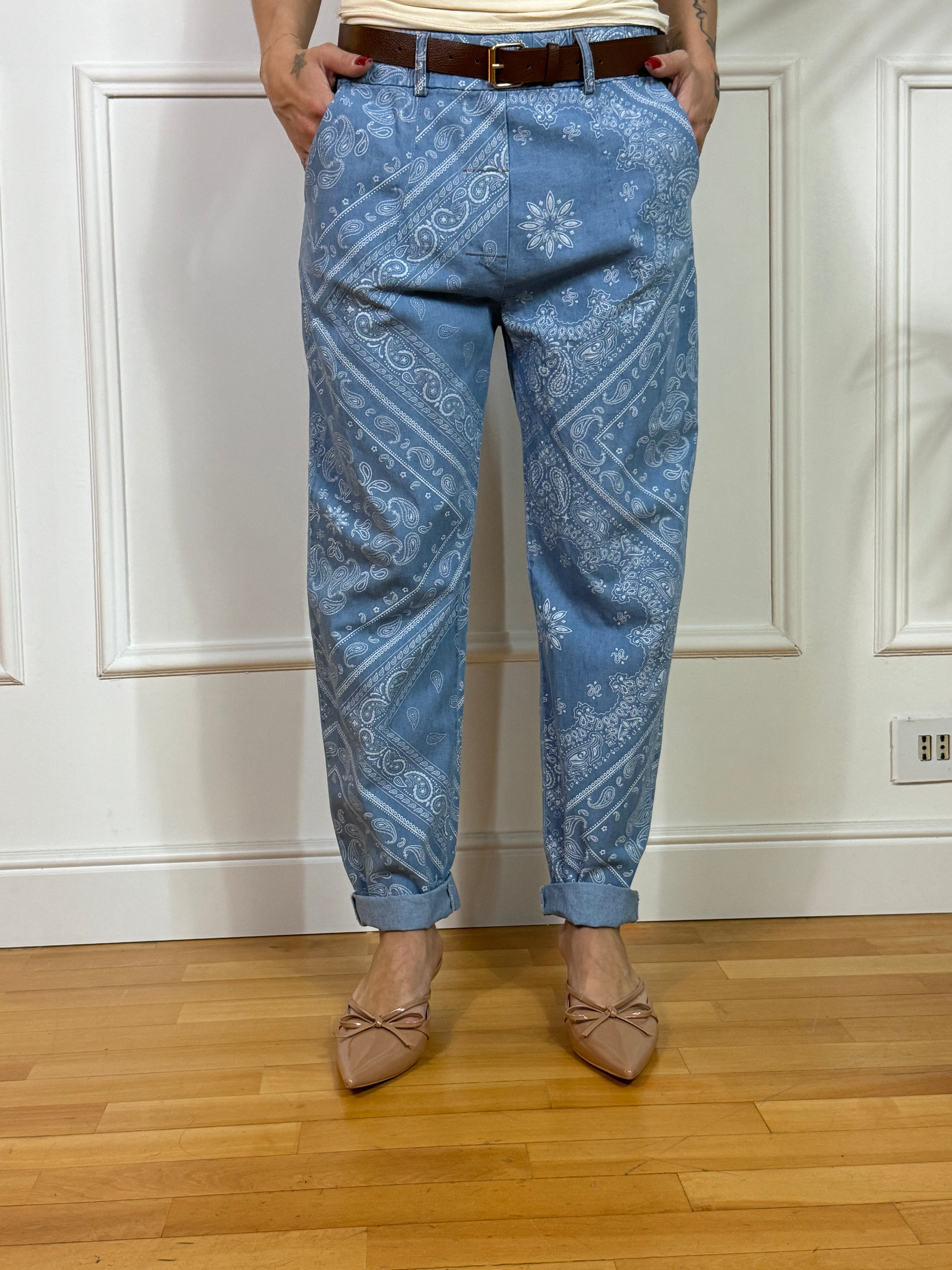 Pantalone a carota denim chambray Kikisix FANTASIA BANDANA
