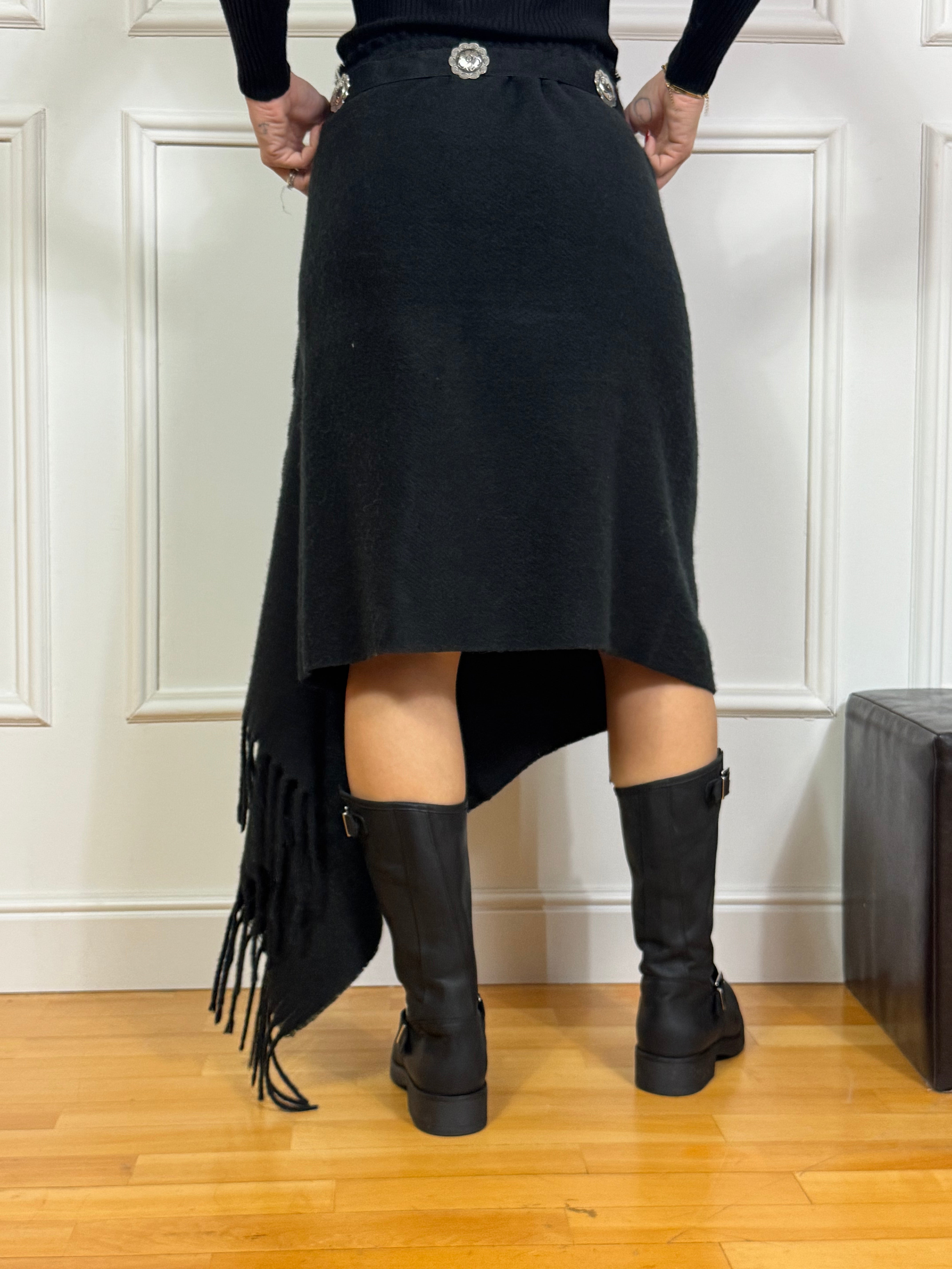 Gonna in pannetto con cintura e frange Tensione In