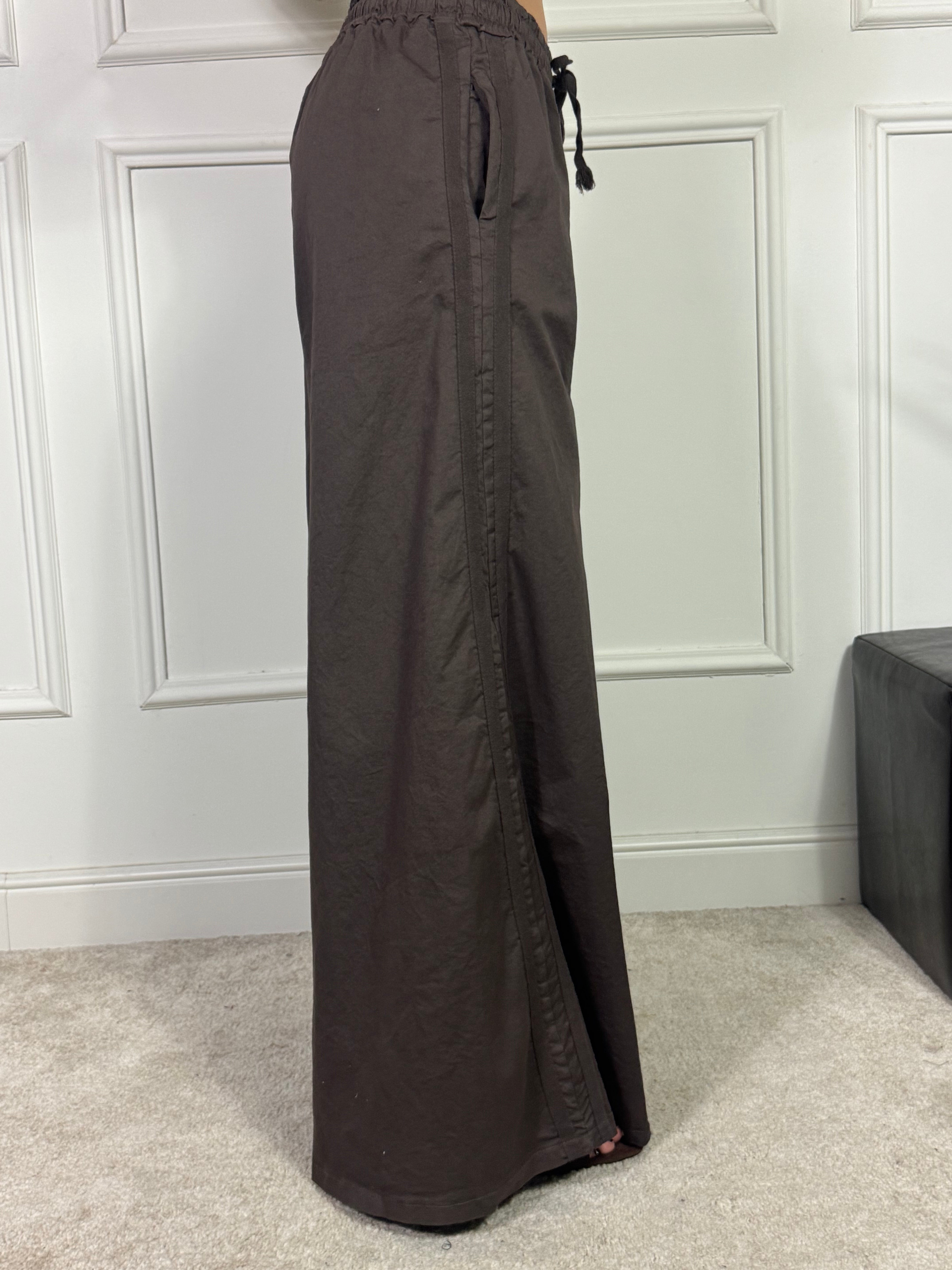 Pantalone PALAZZO Victoria ILMH BANDE PASSAMANERIA TONO SU TONO