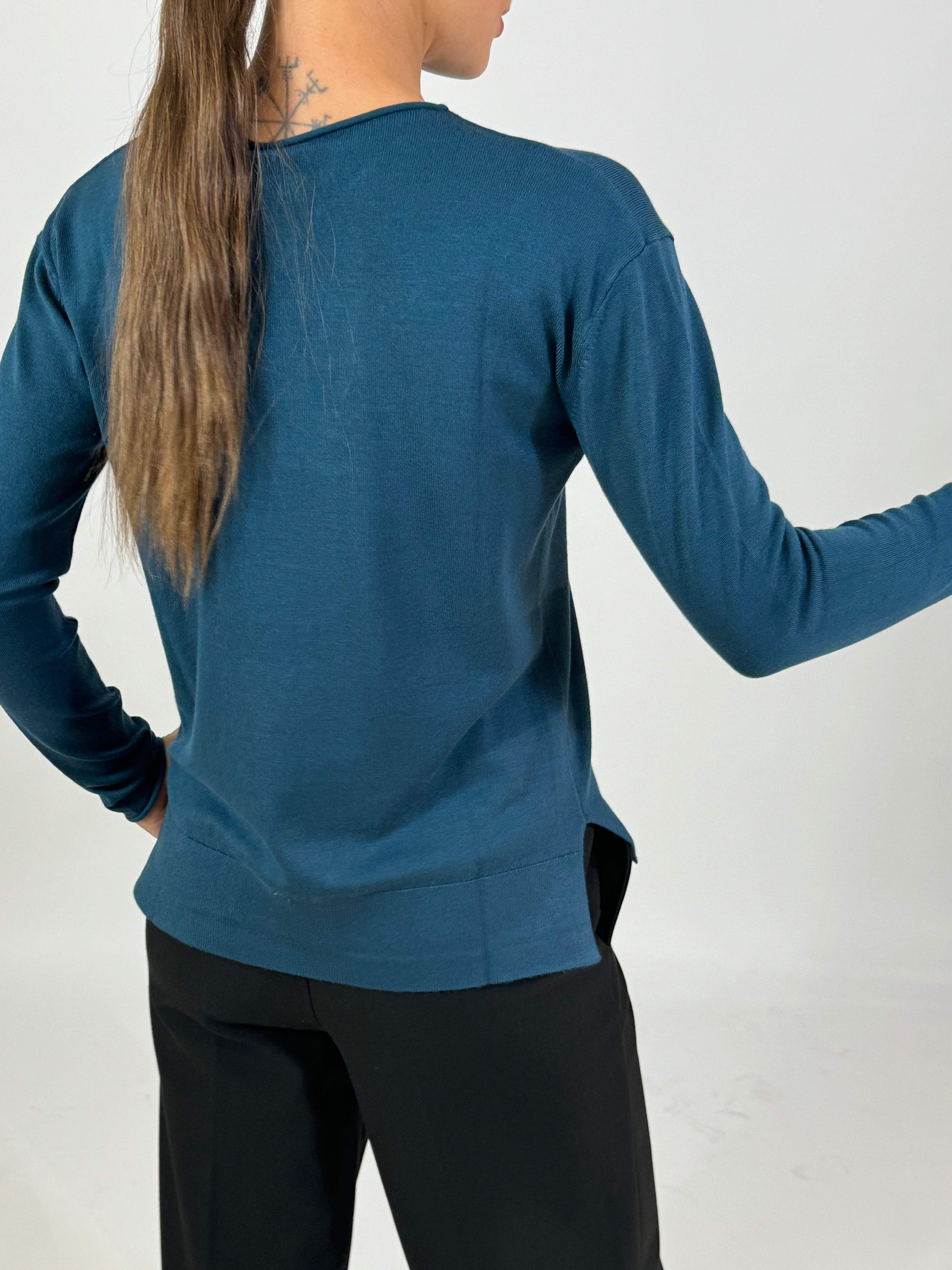 Maglia scatoletta manica lunga Ragno girocollo basica tinta unita