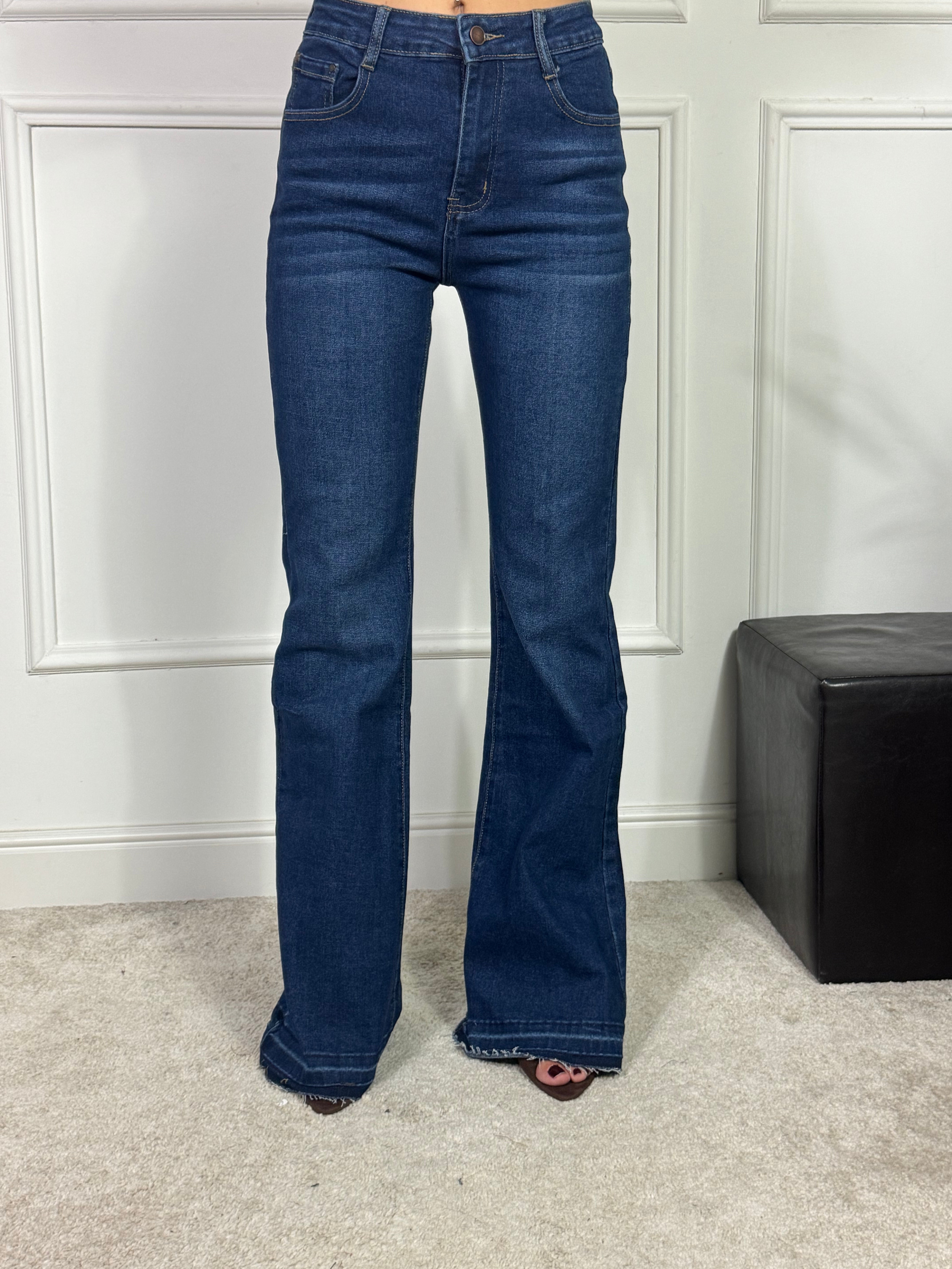 Jeans KIKISIX ZAMPA FLARE TAGLIO VIVO - BLU MEDIO