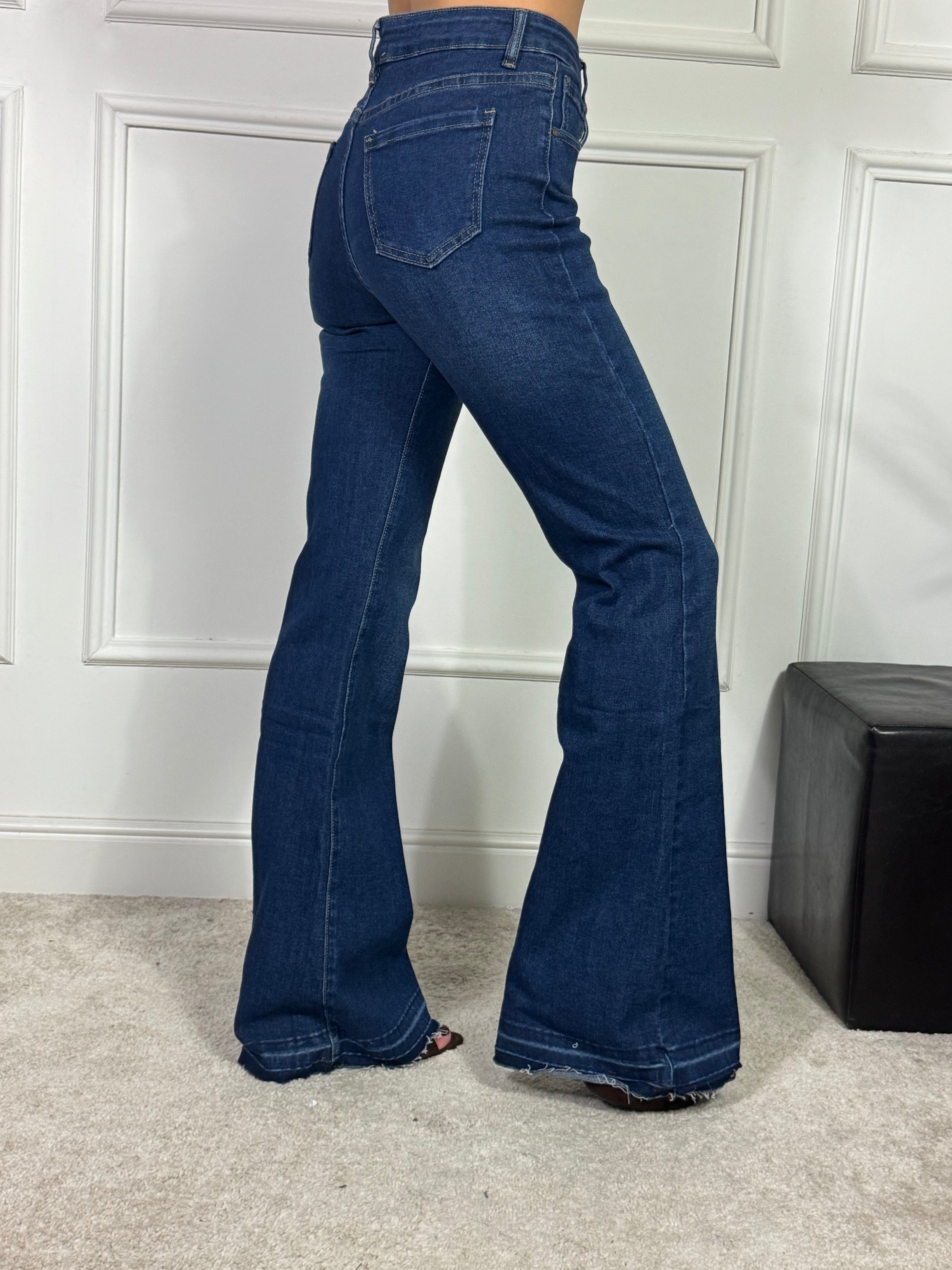 Jeans KIKISIX ZAMPA FLARE TAGLIO VIVO - BLU MEDIO