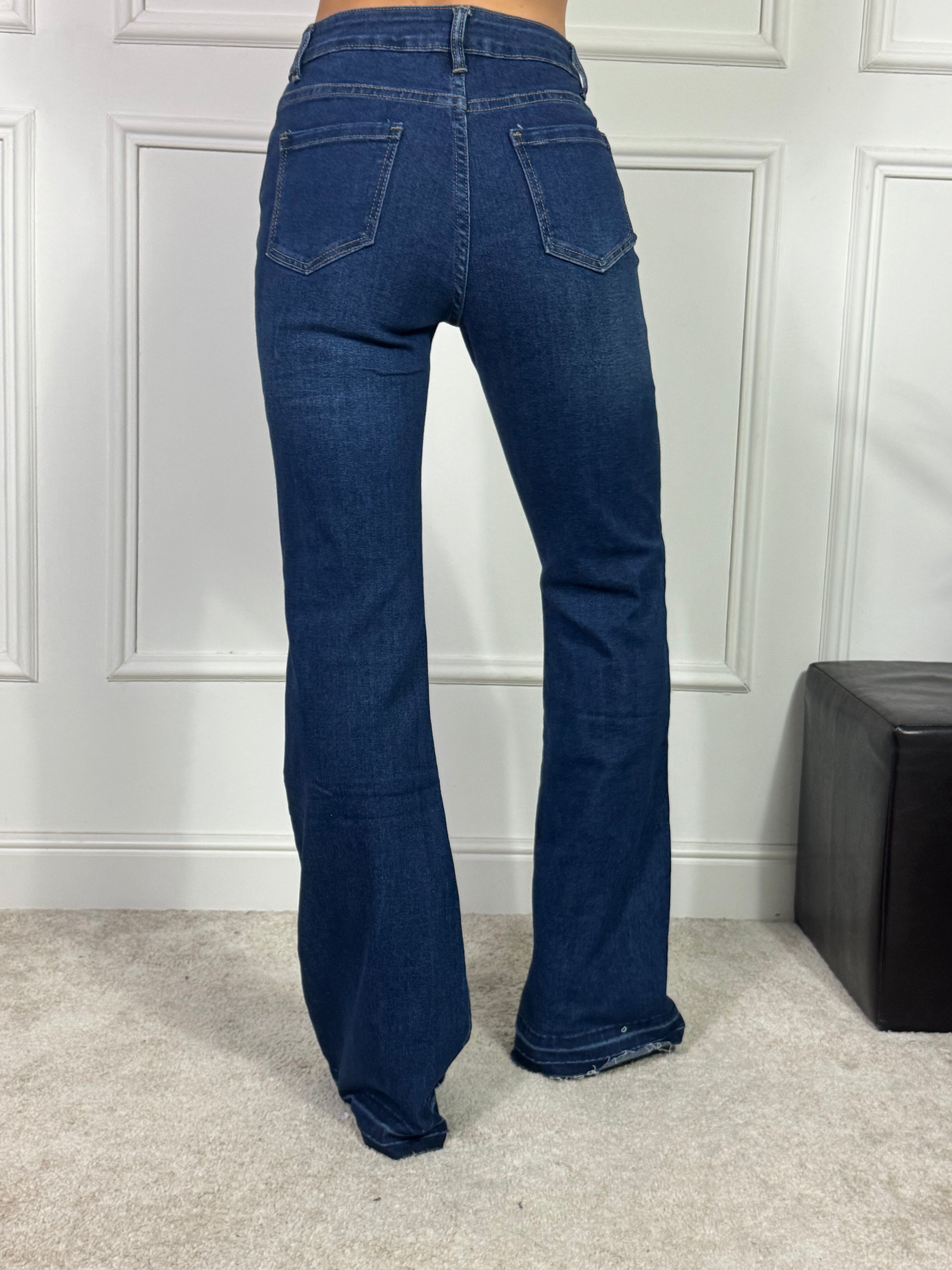 Jeans KIKISIX ZAMPA FLARE TAGLIO VIVO - BLU MEDIO