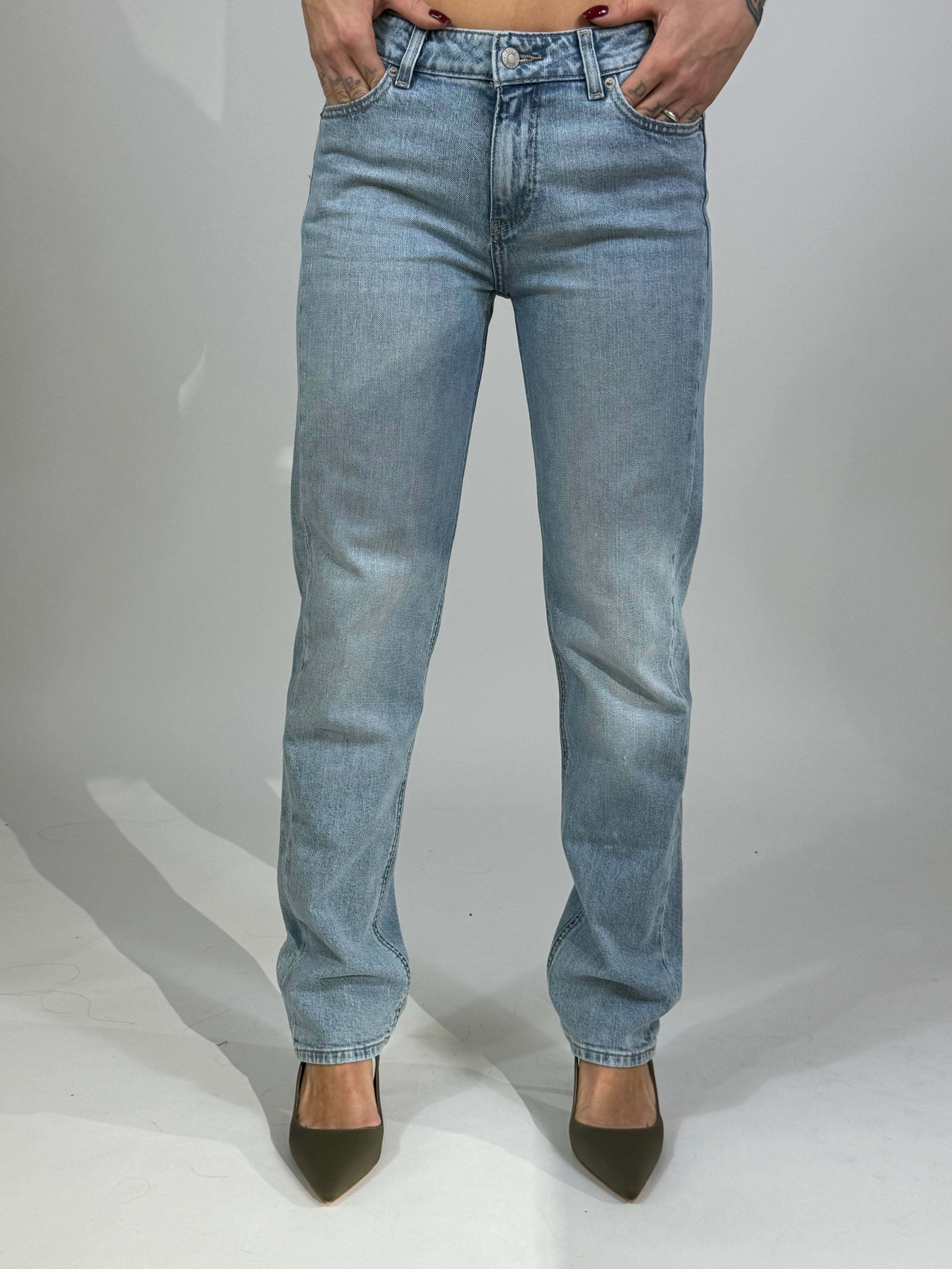 Jeans JJXX NICE SLIM STRAIGHT MID WAIST - Light blue denim gamba dritta