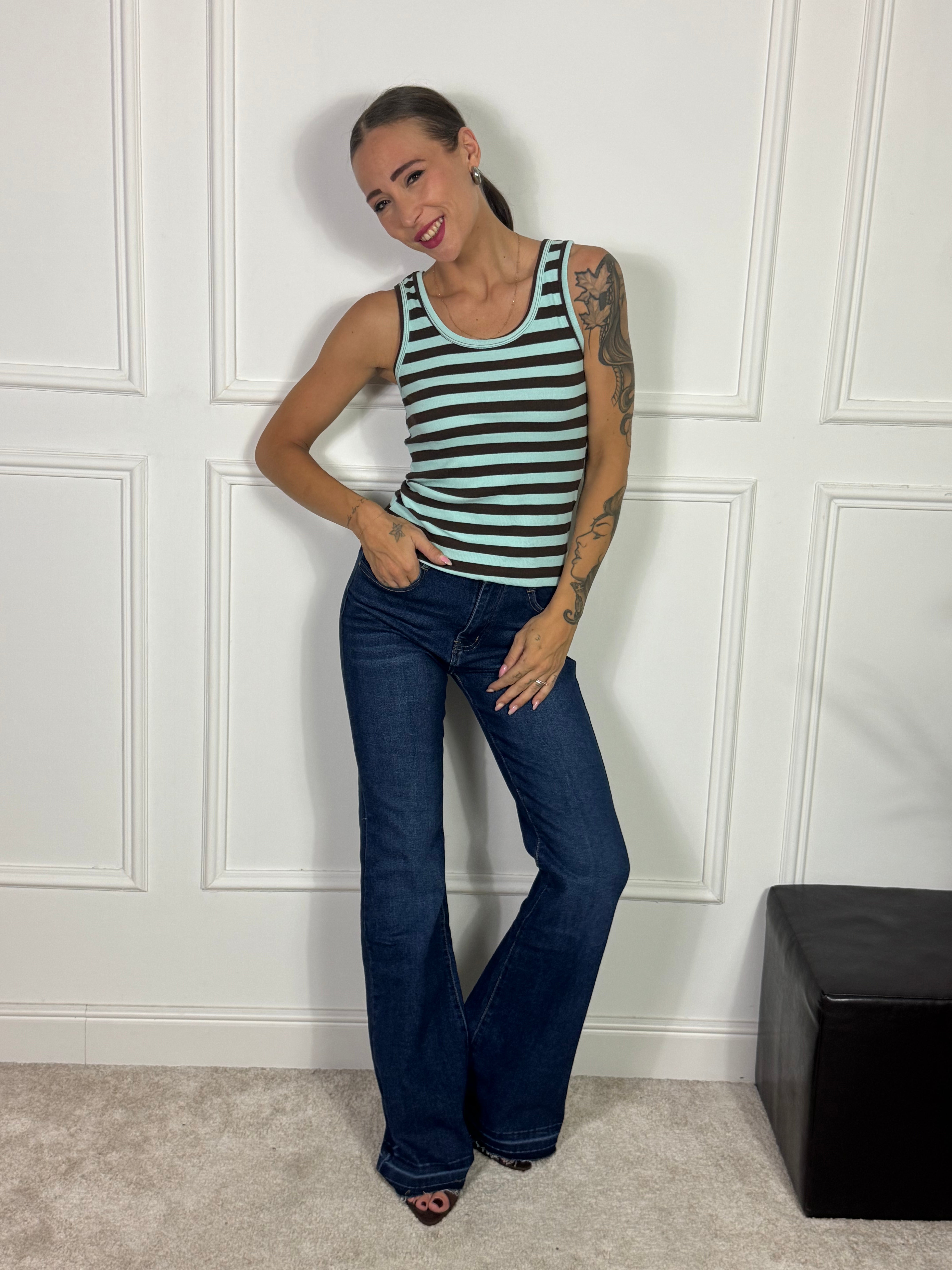 Jeans KIKISIX ZAMPA FLARE TAGLIO VIVO - BLU MEDIO