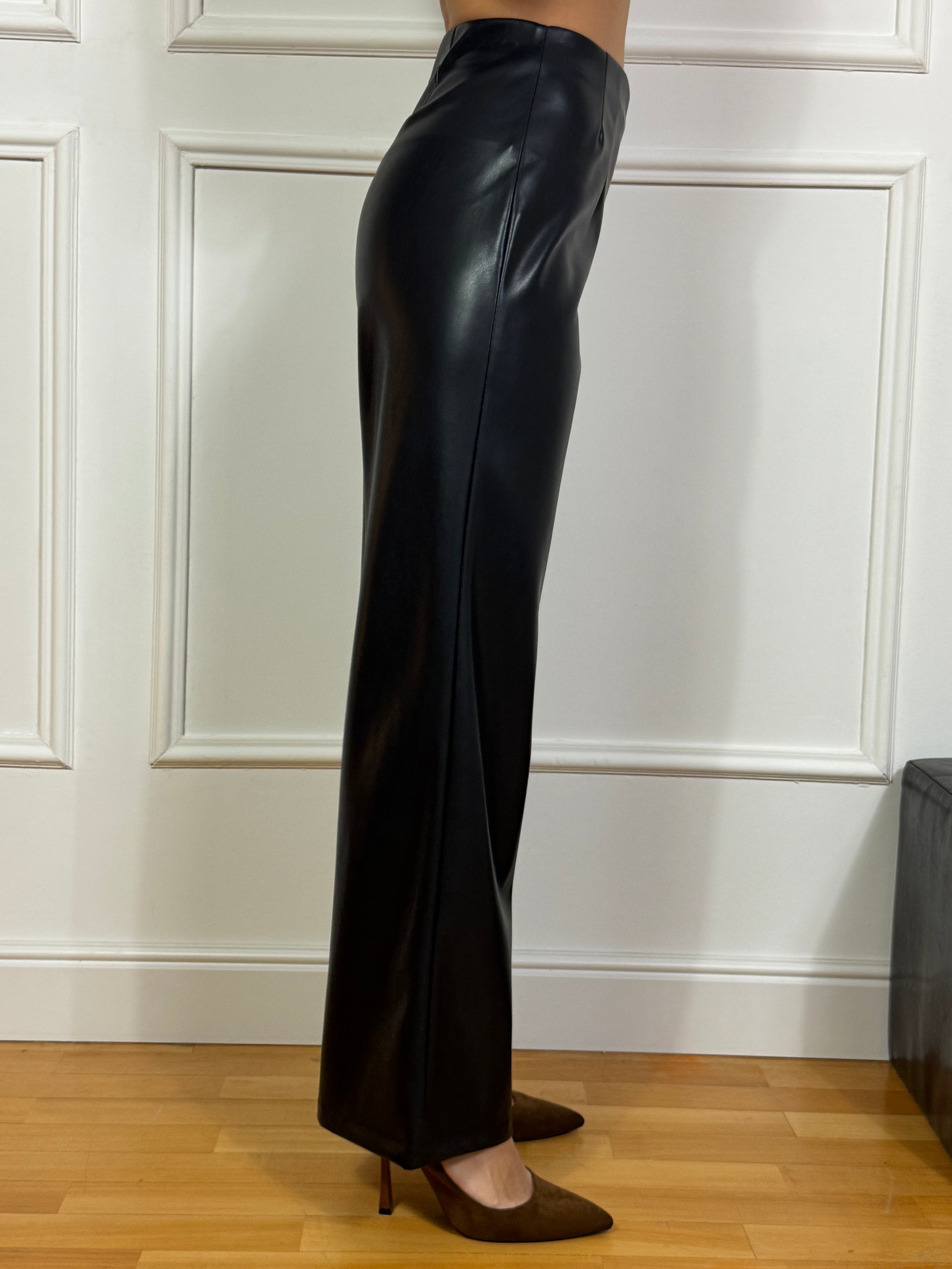 Pantalone in ecopelle WIDE LEG Tensione In LISCIO IN VITA