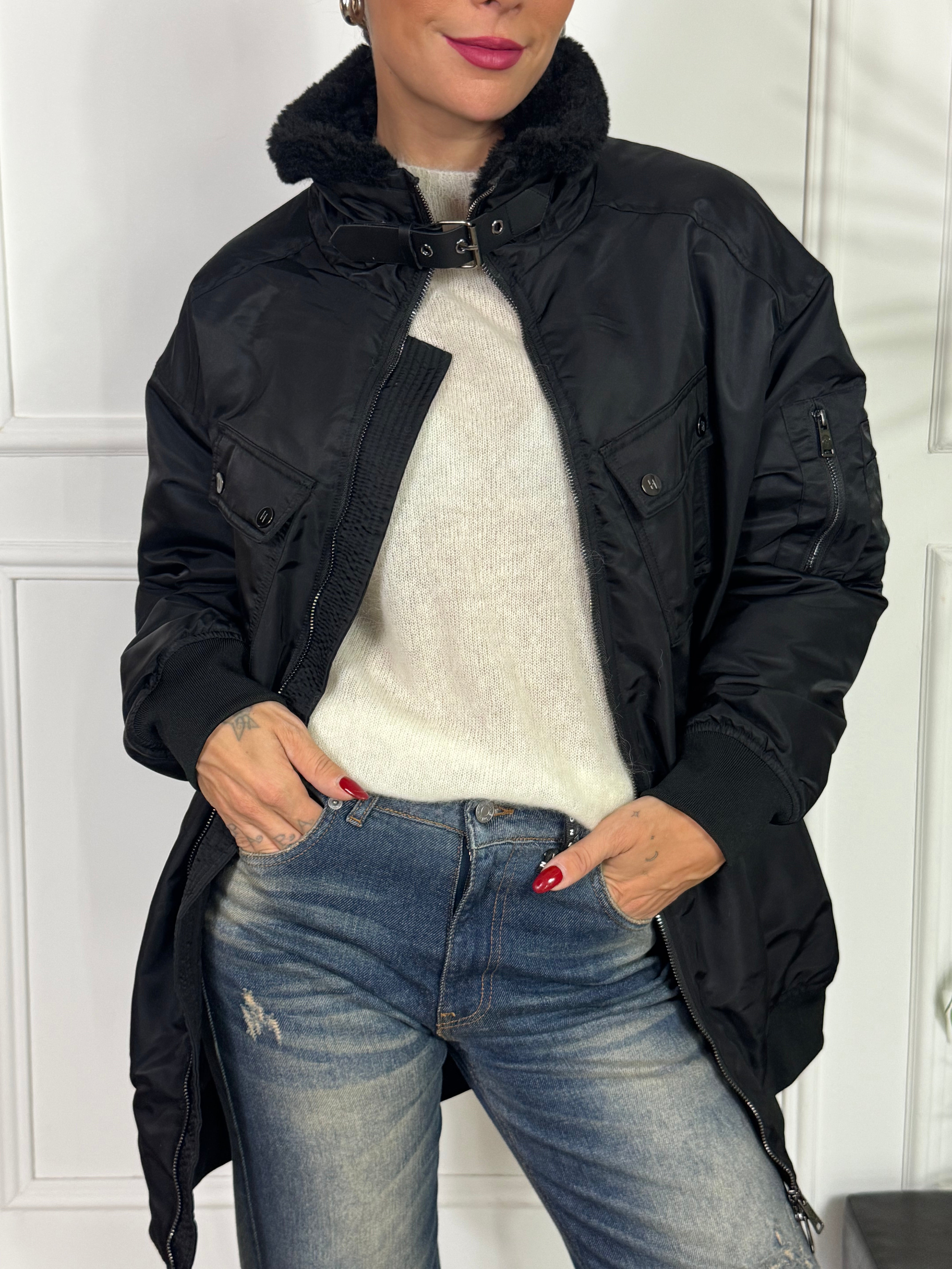 Bomber lungo Have One COLLO ECOPELO