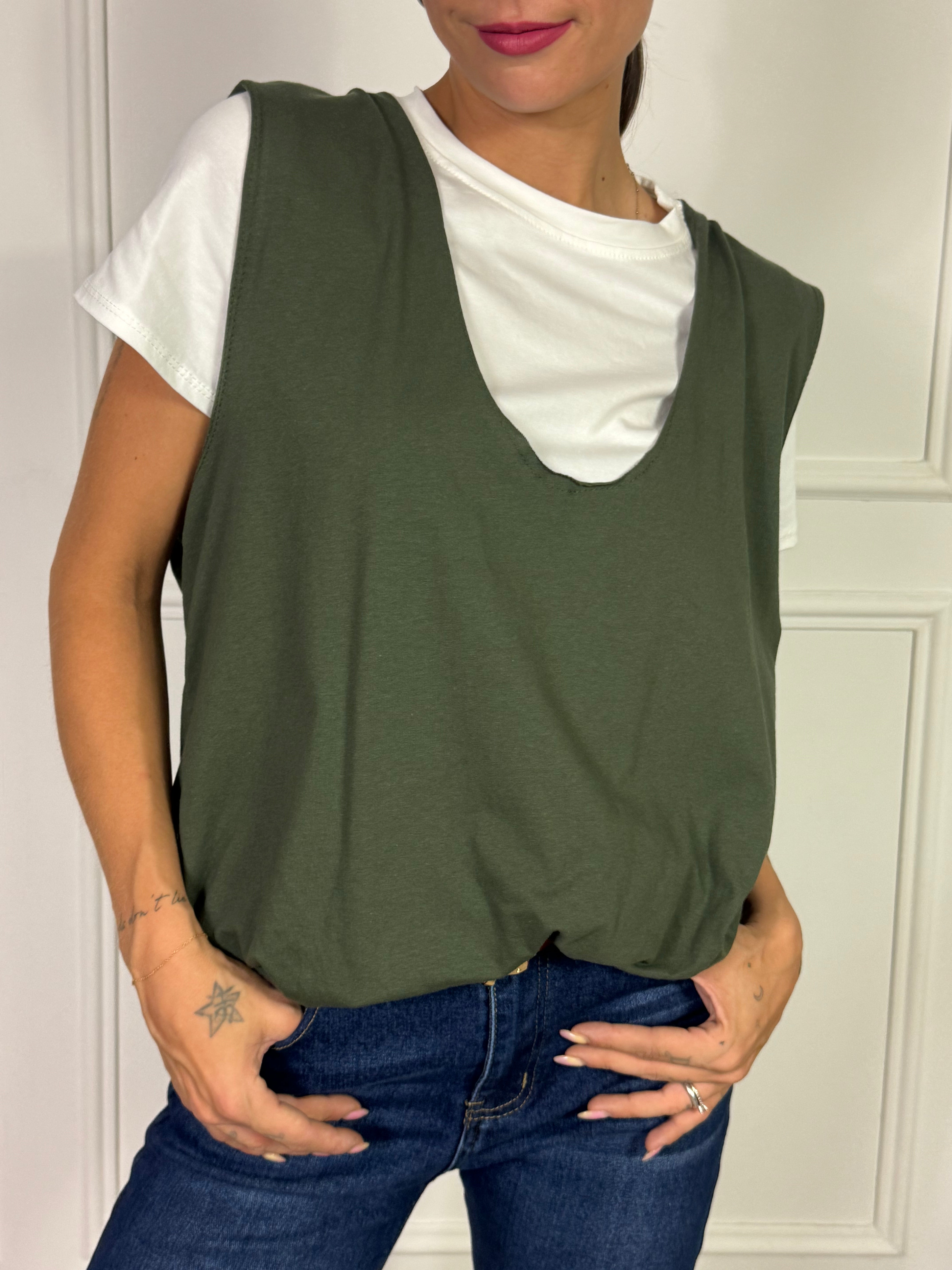 Maglia manica corta Victoria ILMH effetto gilet a palloncino