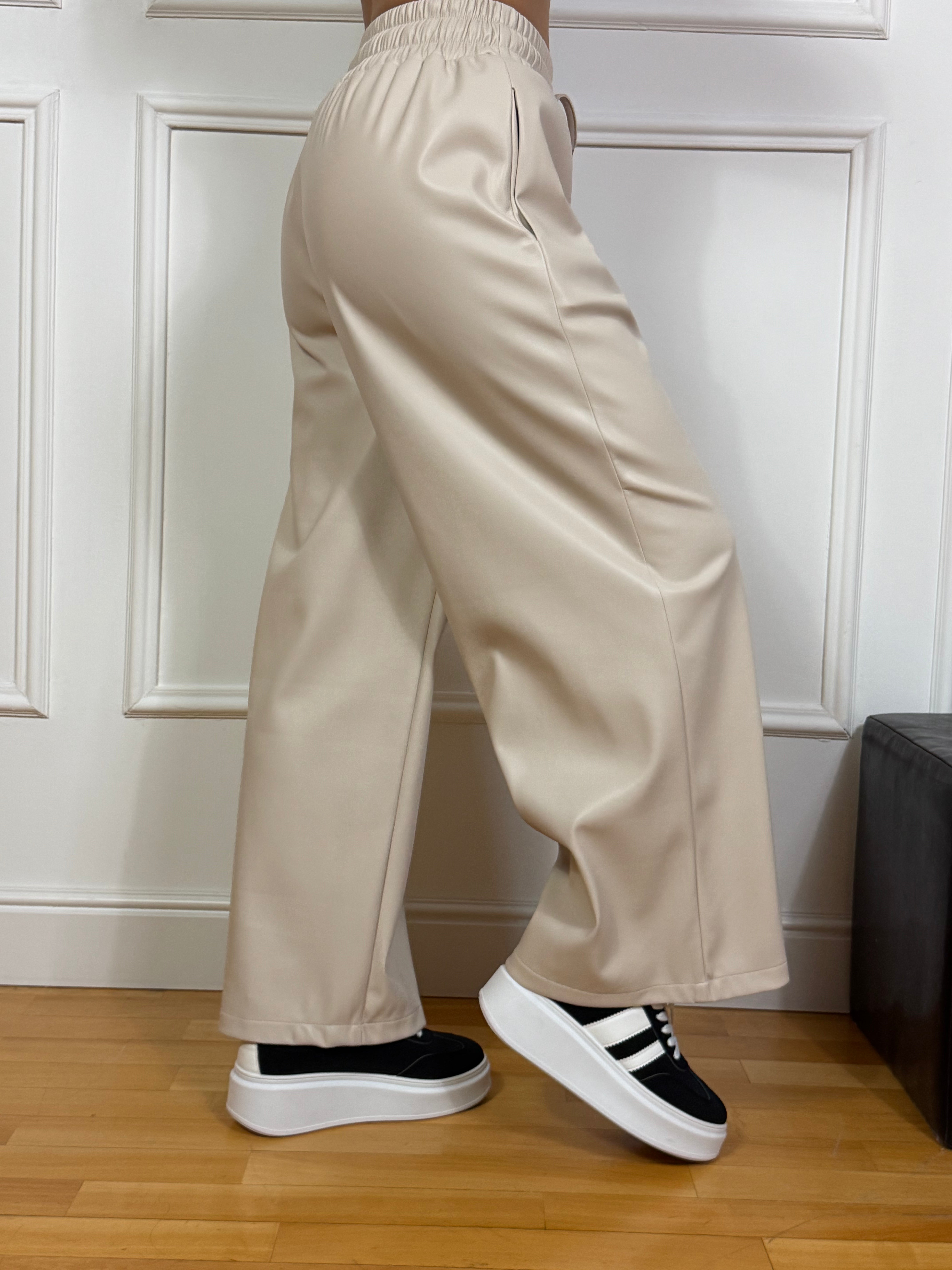 Pantalone in ecopelle PALAZZO Tensione In CON COULISSE IN VITA