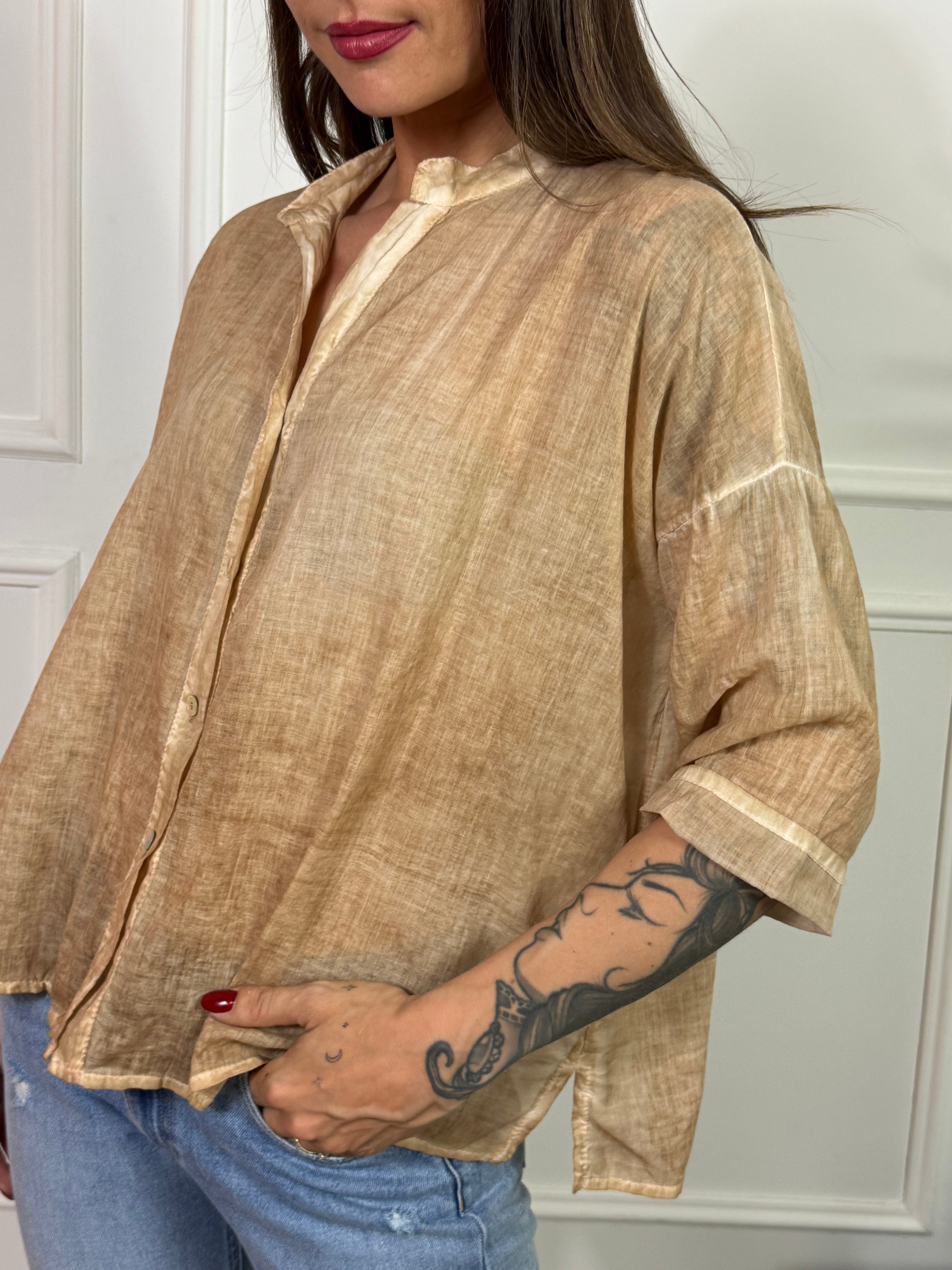 CAMICIA VOILE MANICA TRE QUARTI Have One EFFETTO VINTAGE