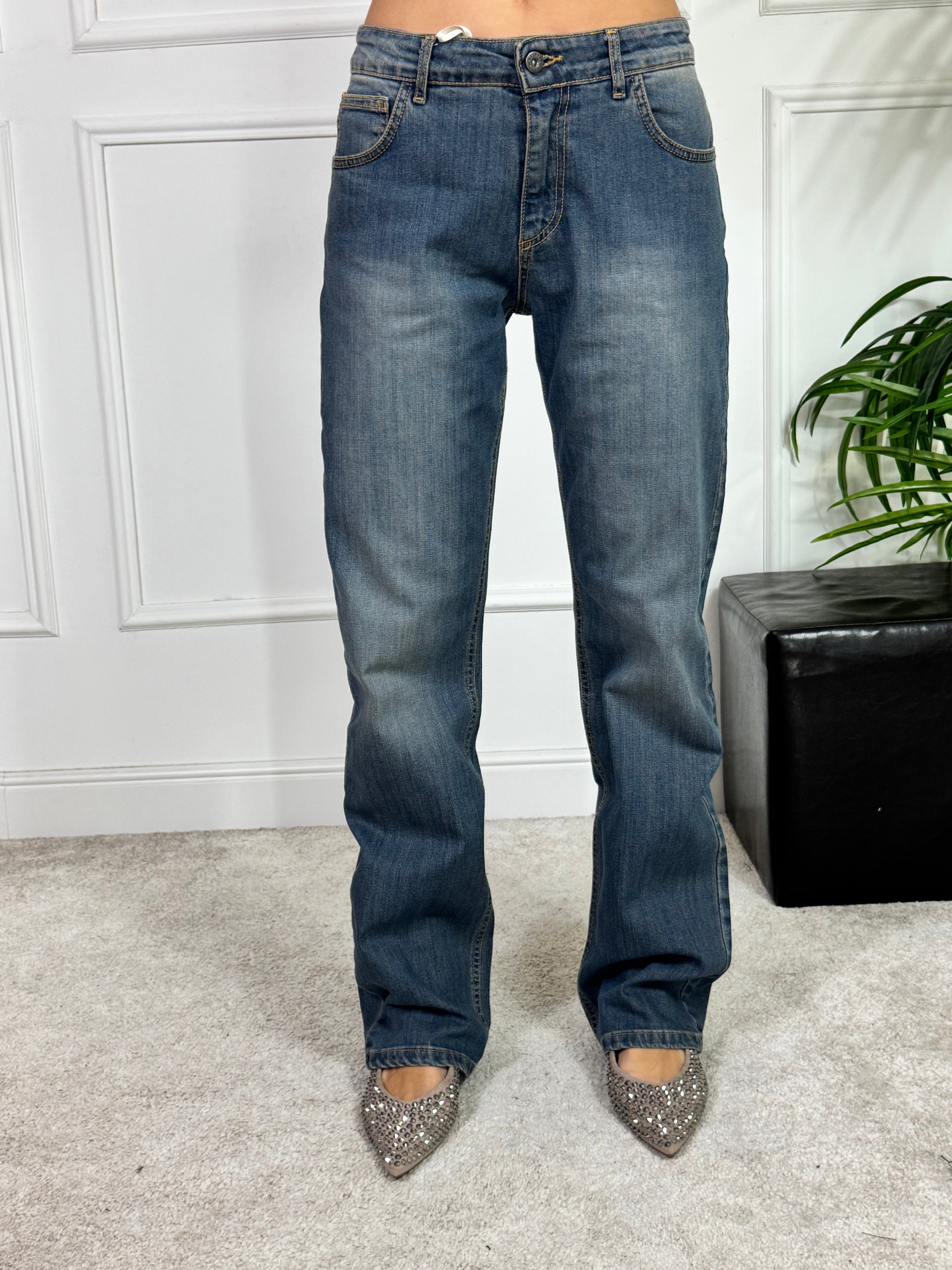 Jeans Kontatto TOSCA VITA BASSA STRAIGHT - lavaggio STONE SABBIATO