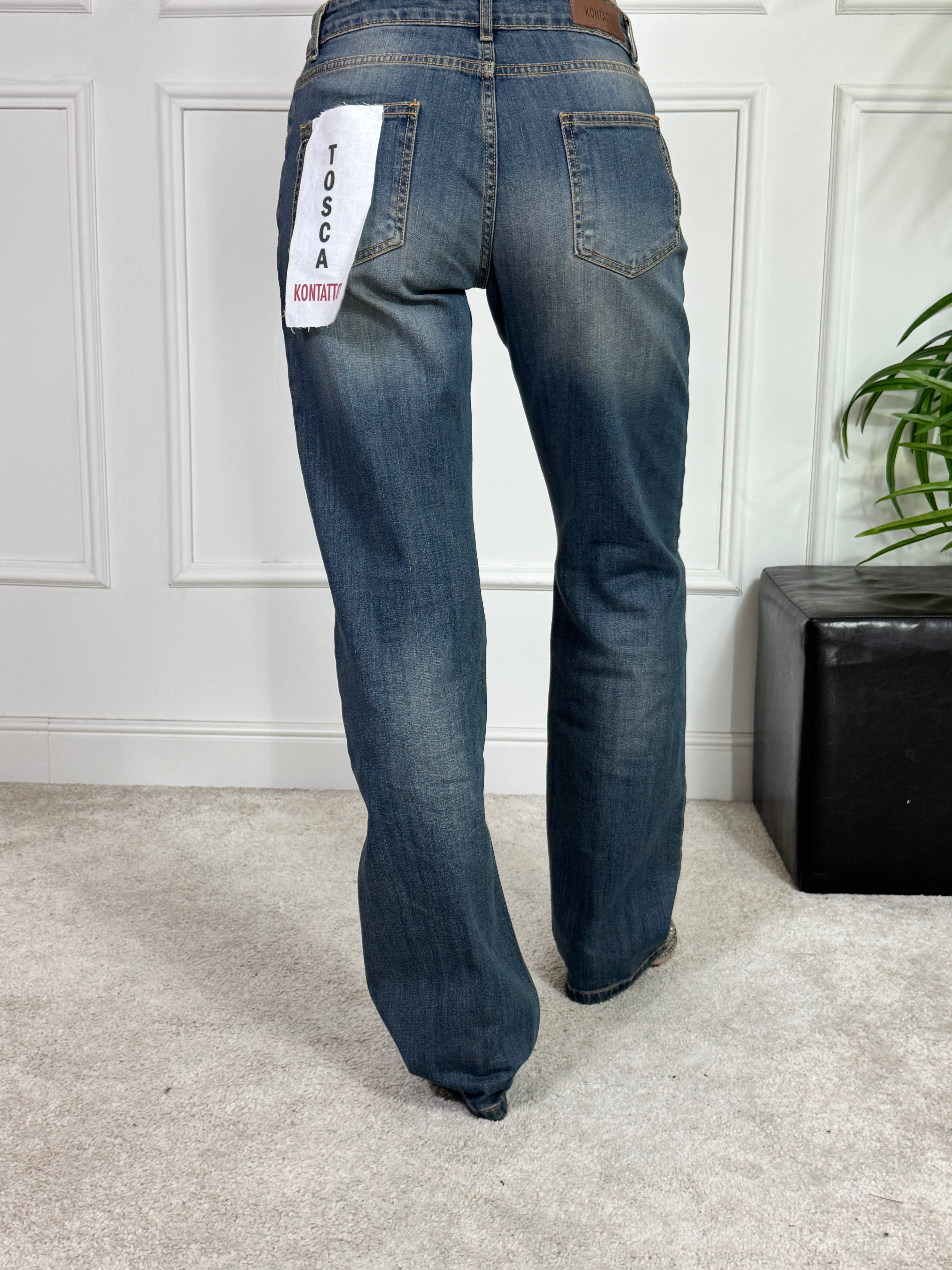 Jeans Kontatto TOSCA VITA BASSA STRAIGHT - lavaggio STONE SABBIATO