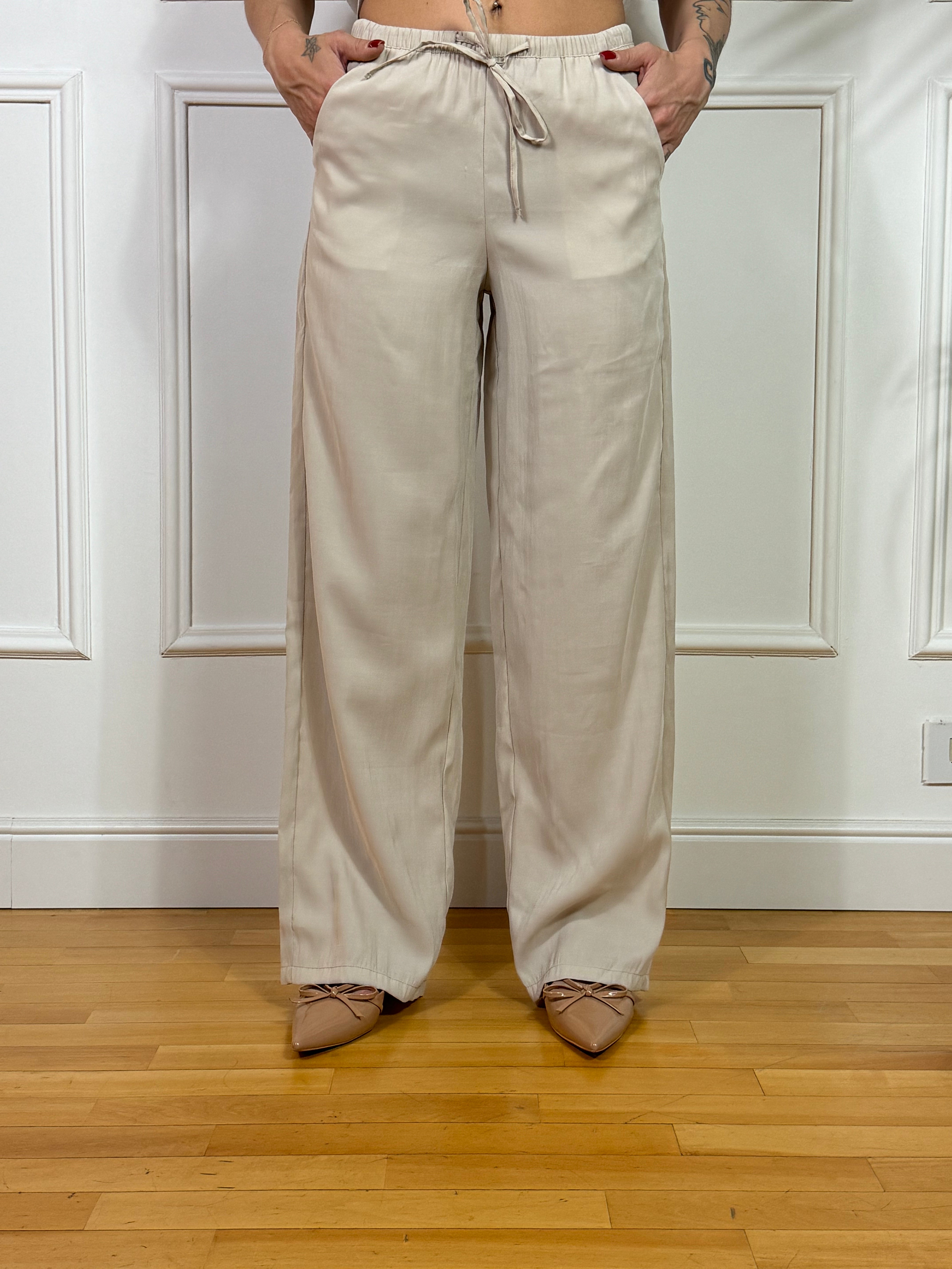 Pantalone tessuto leggero con coulisse JJXX BEIGE