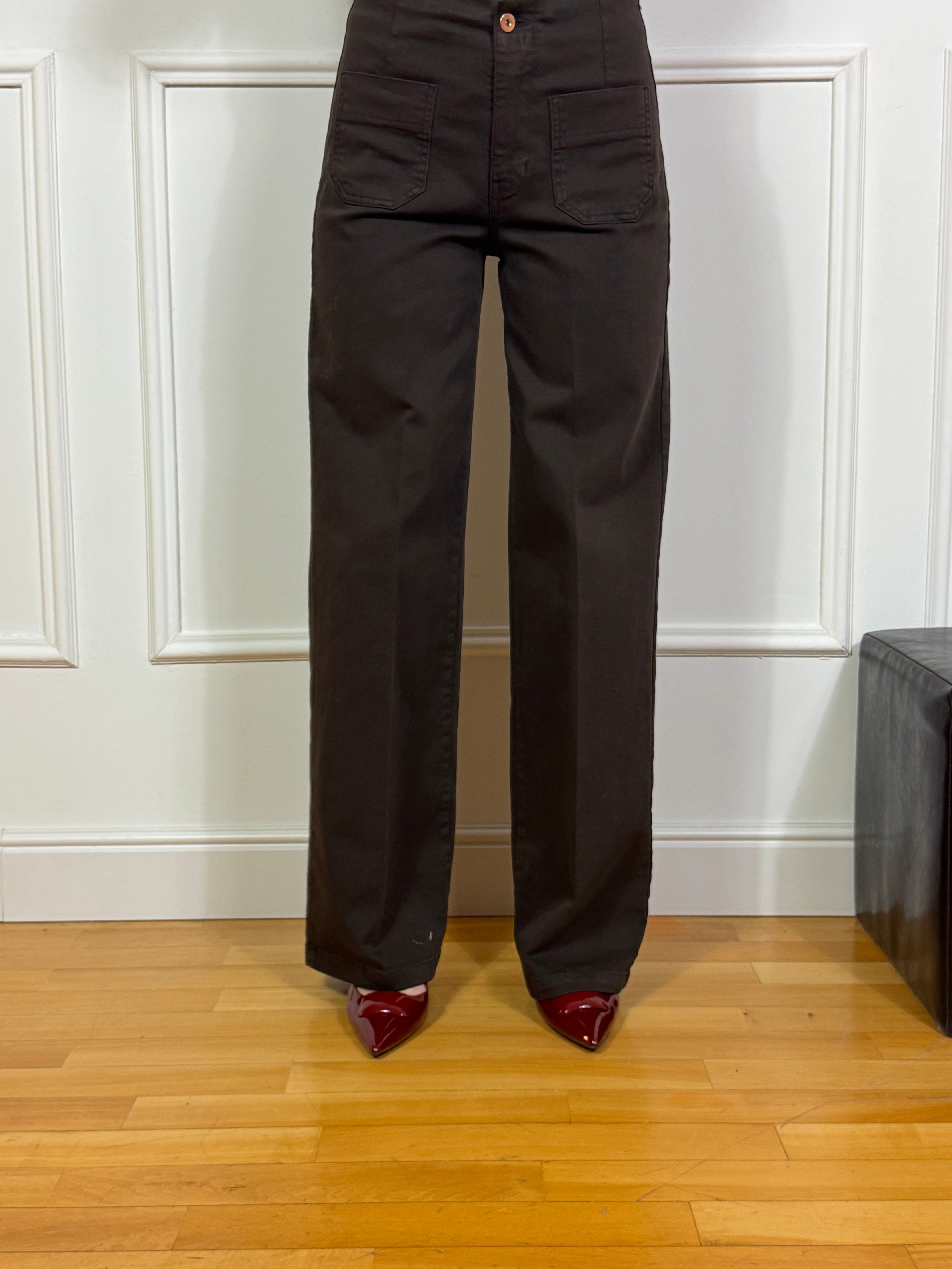 Pantalone in cotone wide leg Tensione In  con taschini frontali