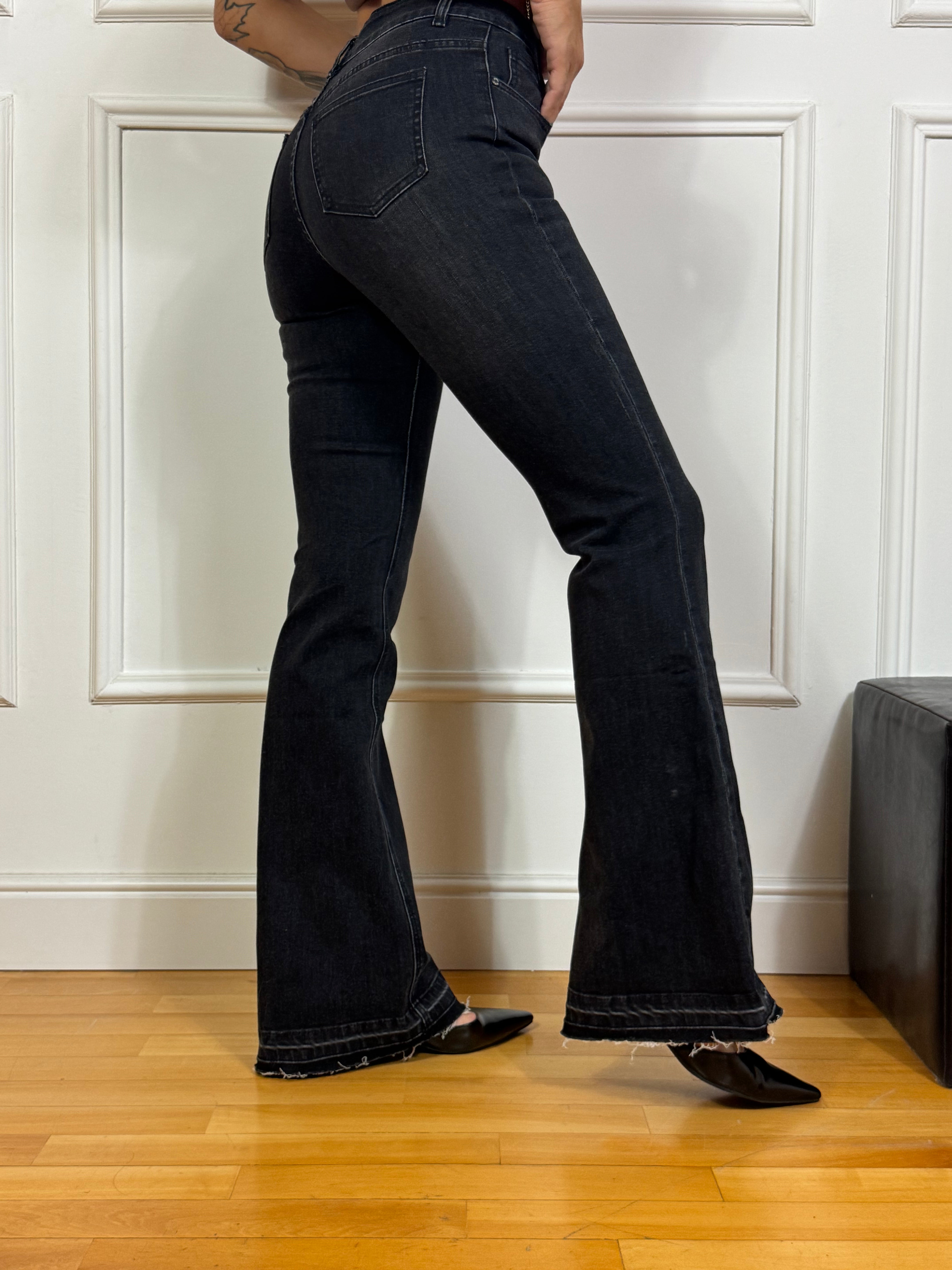 Jeans Susy Mix ZAMPA NERO DELAVE'