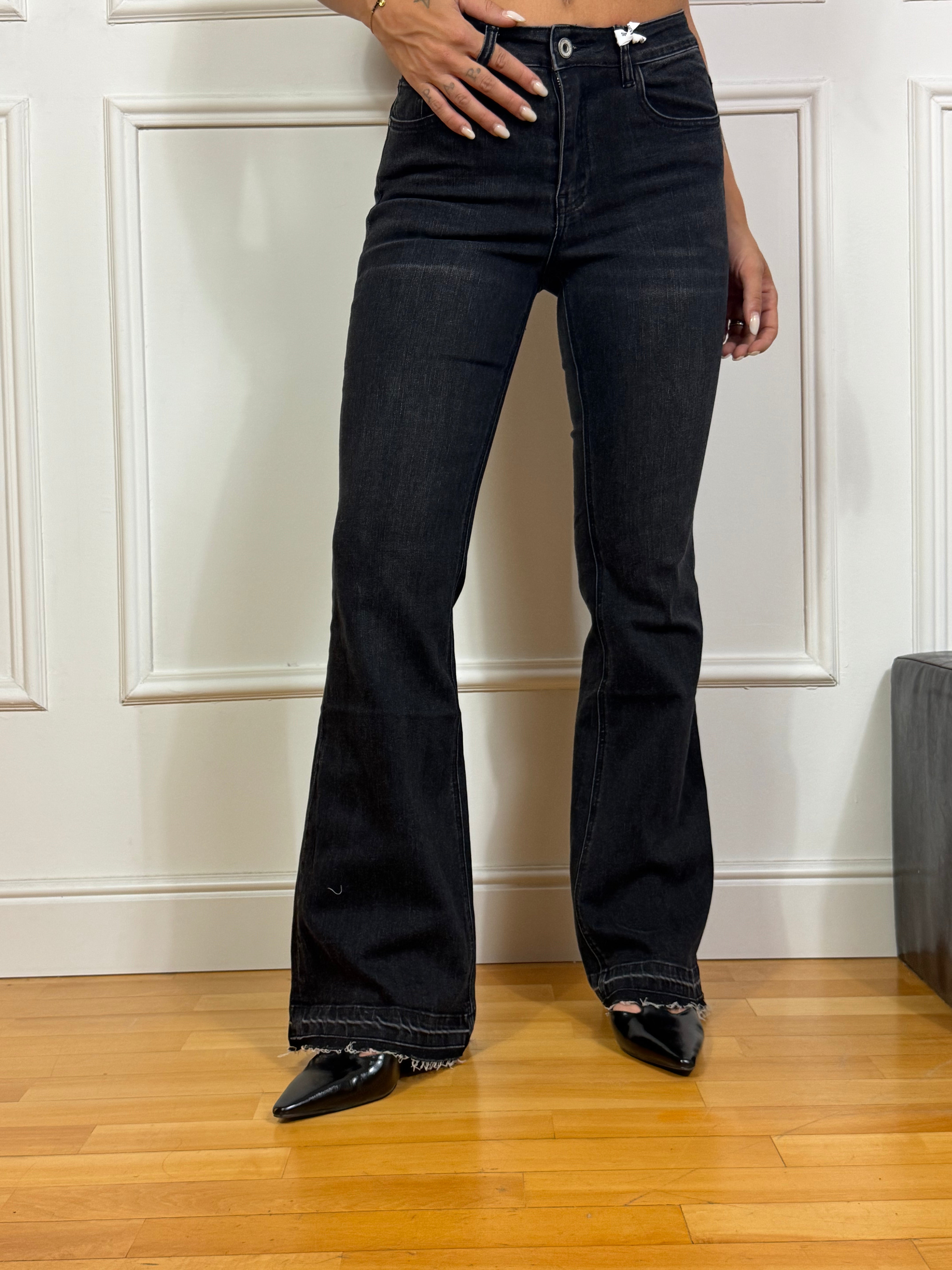 Jeans Susy Mix ZAMPA NERO DELAVE'