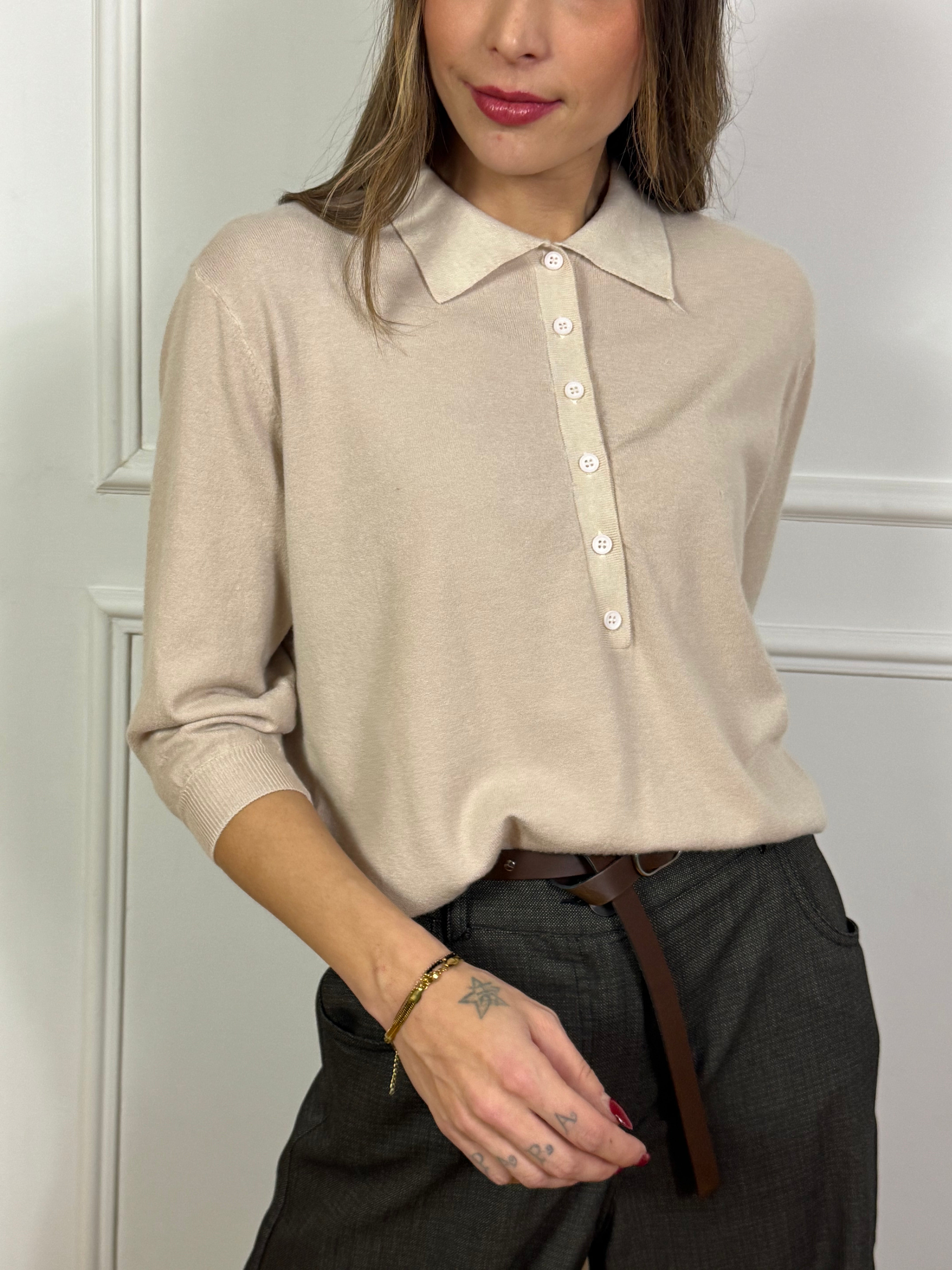 Maglia POLO Tensione In MANICA TRE QUARTI