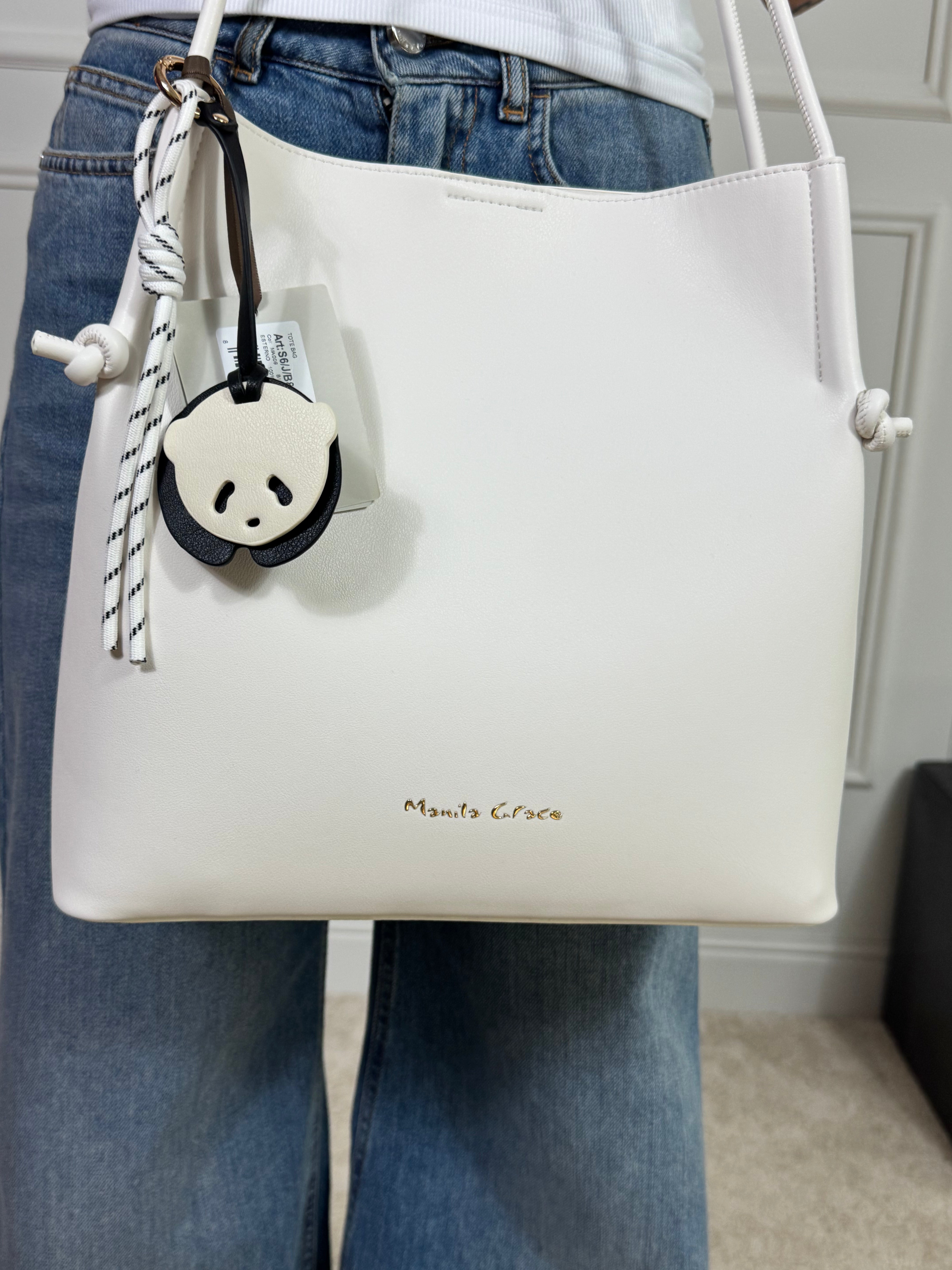 Borsa Manila Grace TOTE BAG ECOPELLE LISCIA CHARM PANDA - ART. B805EU