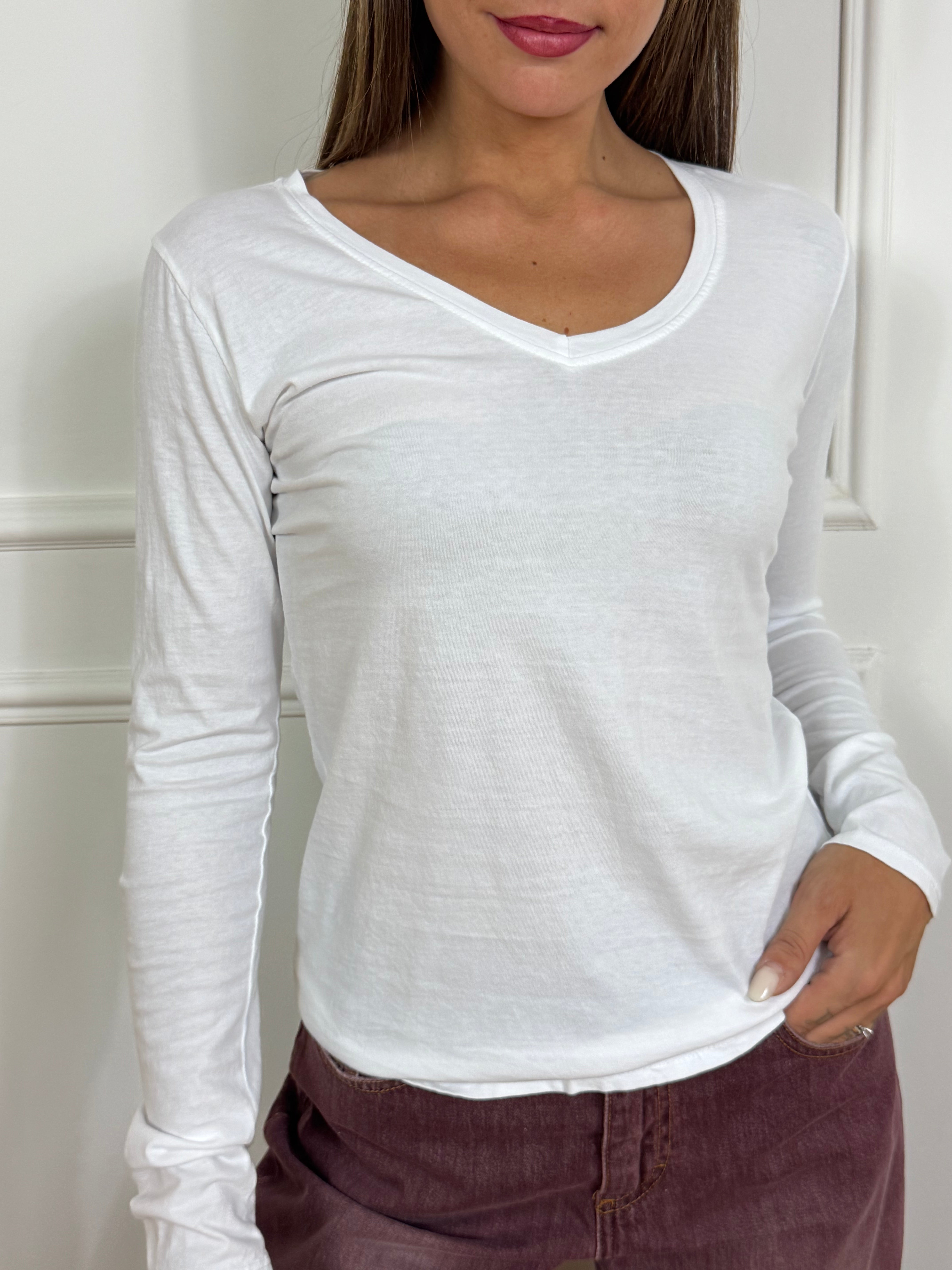 Maglia in cotone manica lunga Susy Mix scollo V