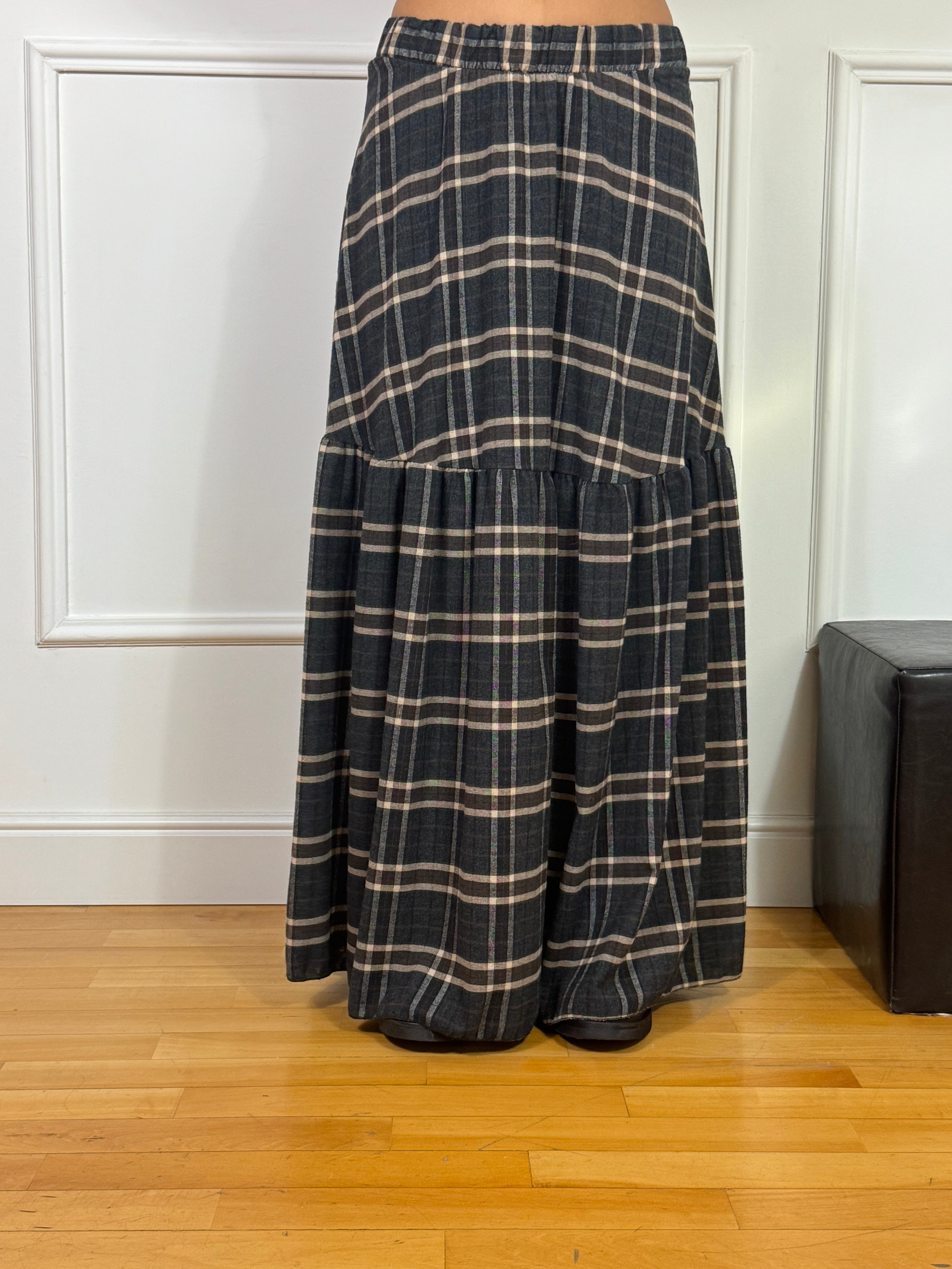 Gonna LUNGA Susy Mix CON BALZA fantasia SCOZZESE BLU-MORO