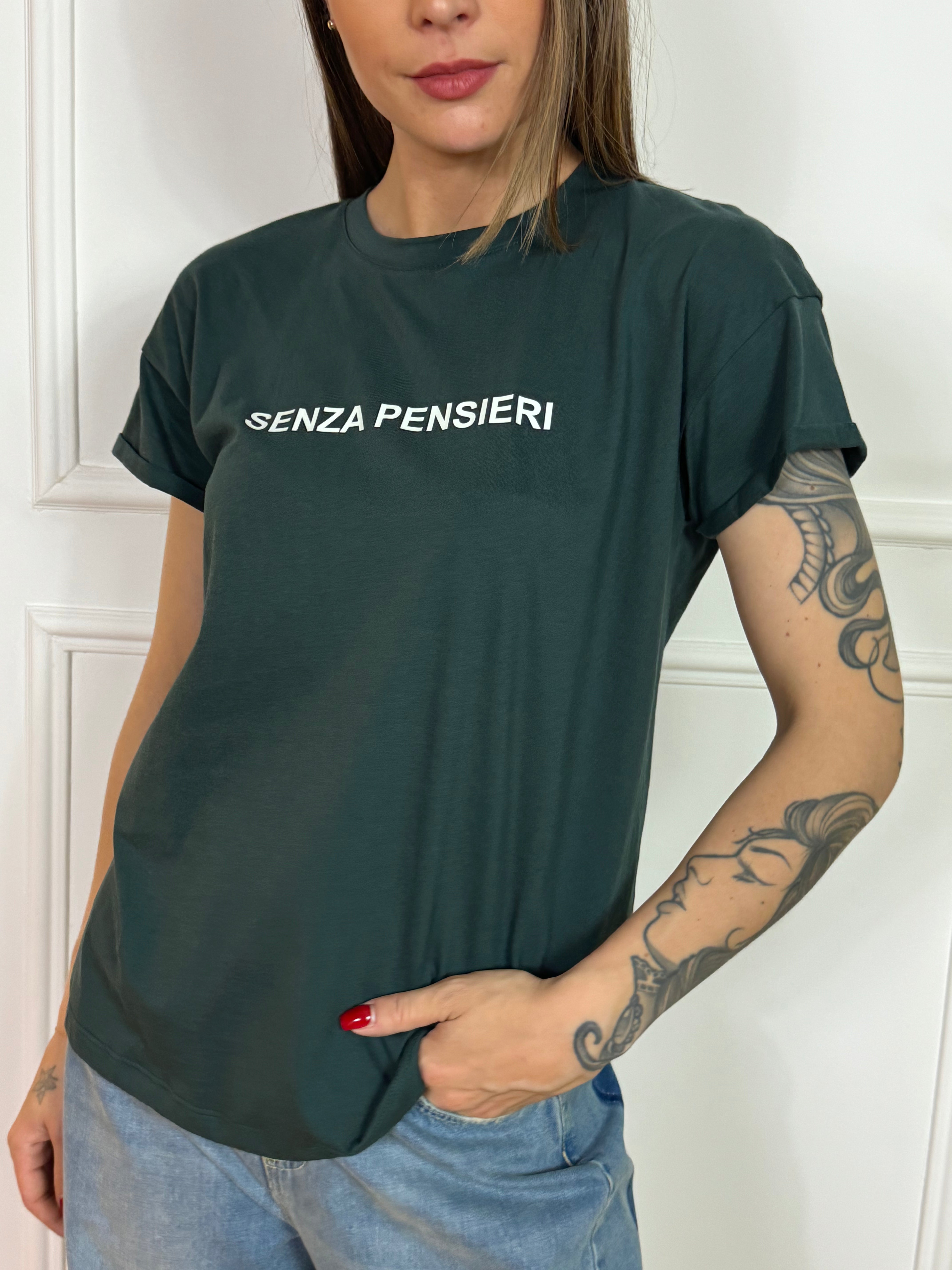 T-shirt Tensione In con scritta SENZA PENSIERI