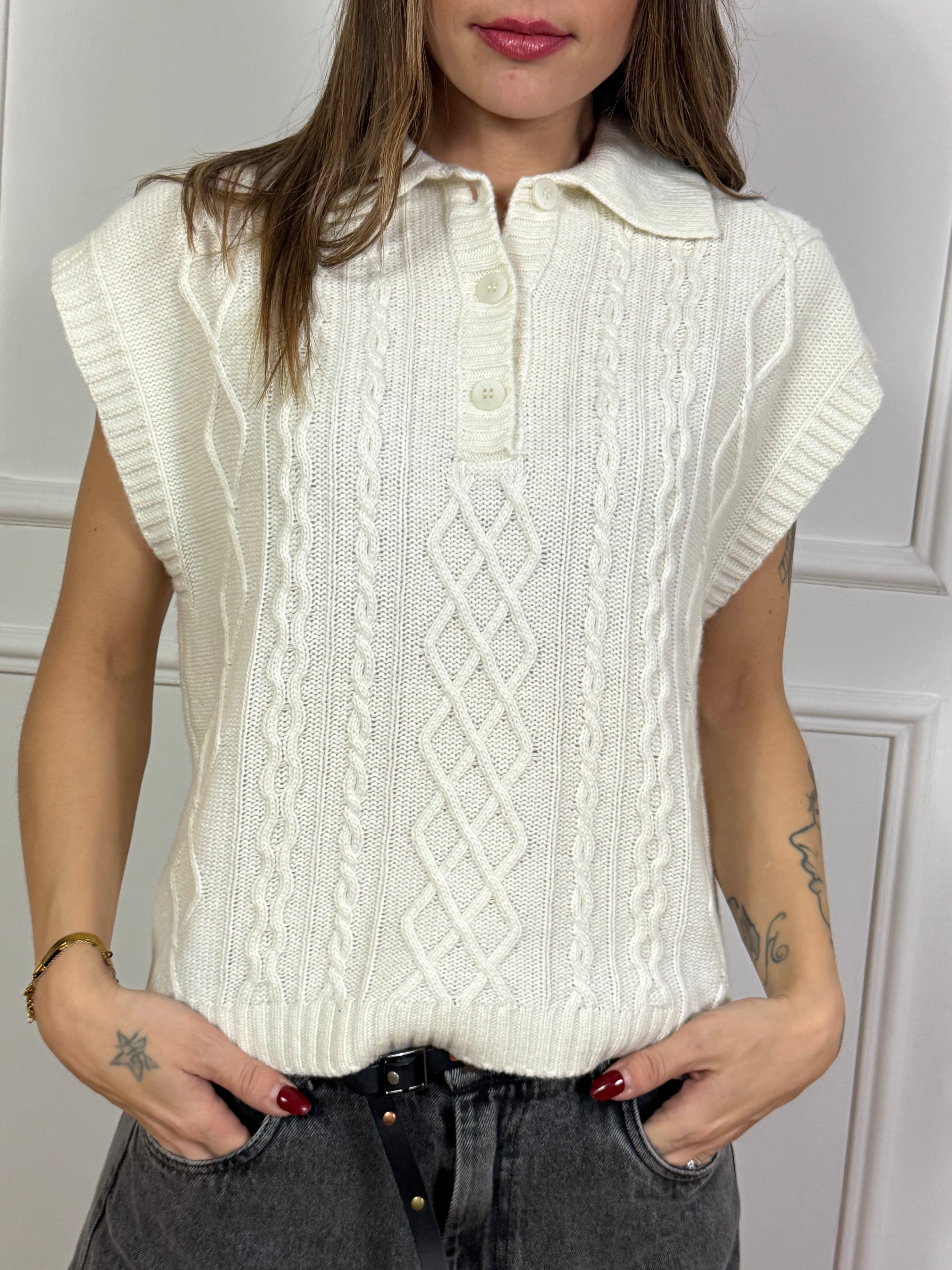 GILET TRICOT con colletto Tensione In